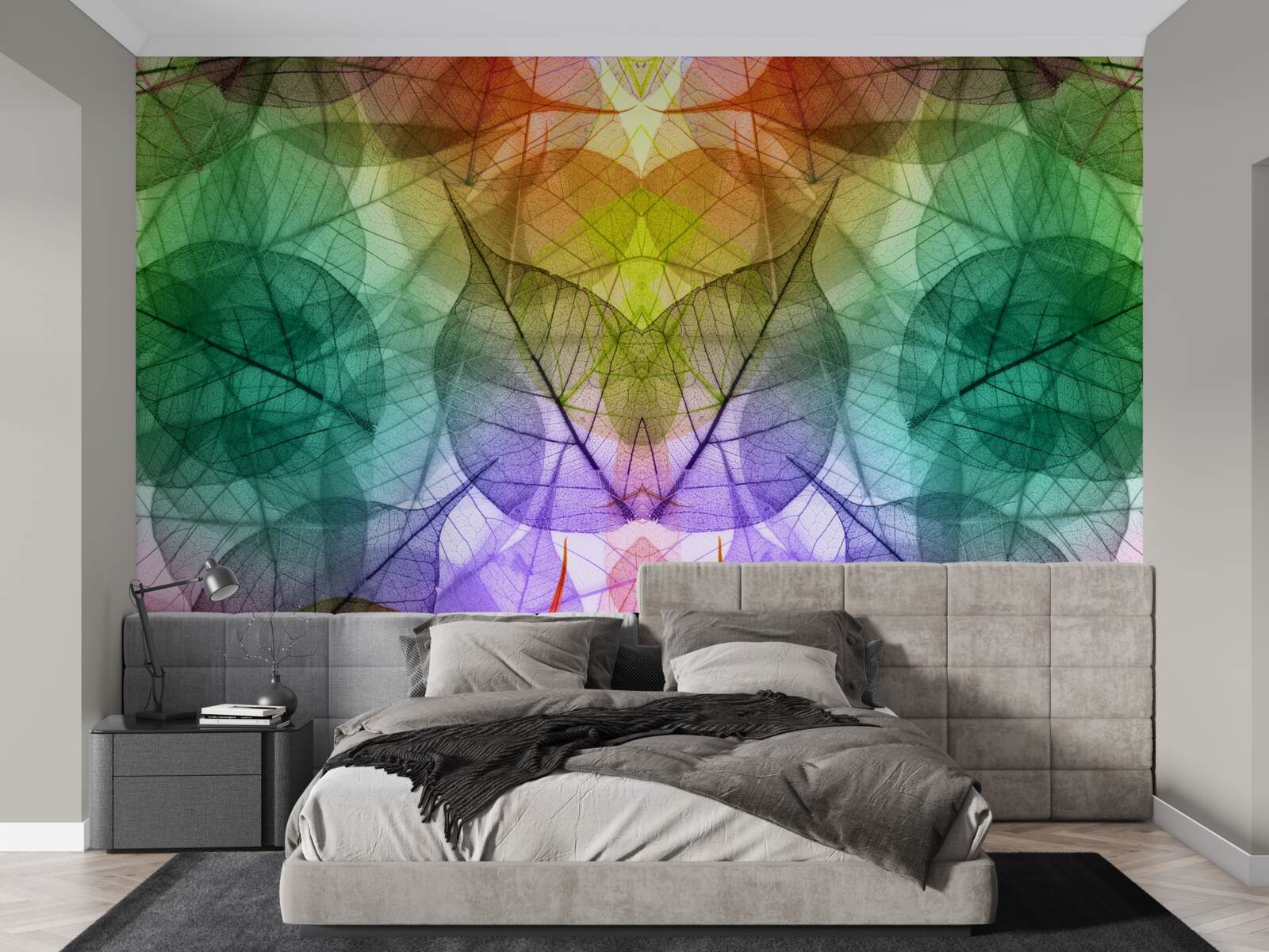 Papier peint des feuilles chatoyantes dans toutes les nuances de l'arc-en-ciel