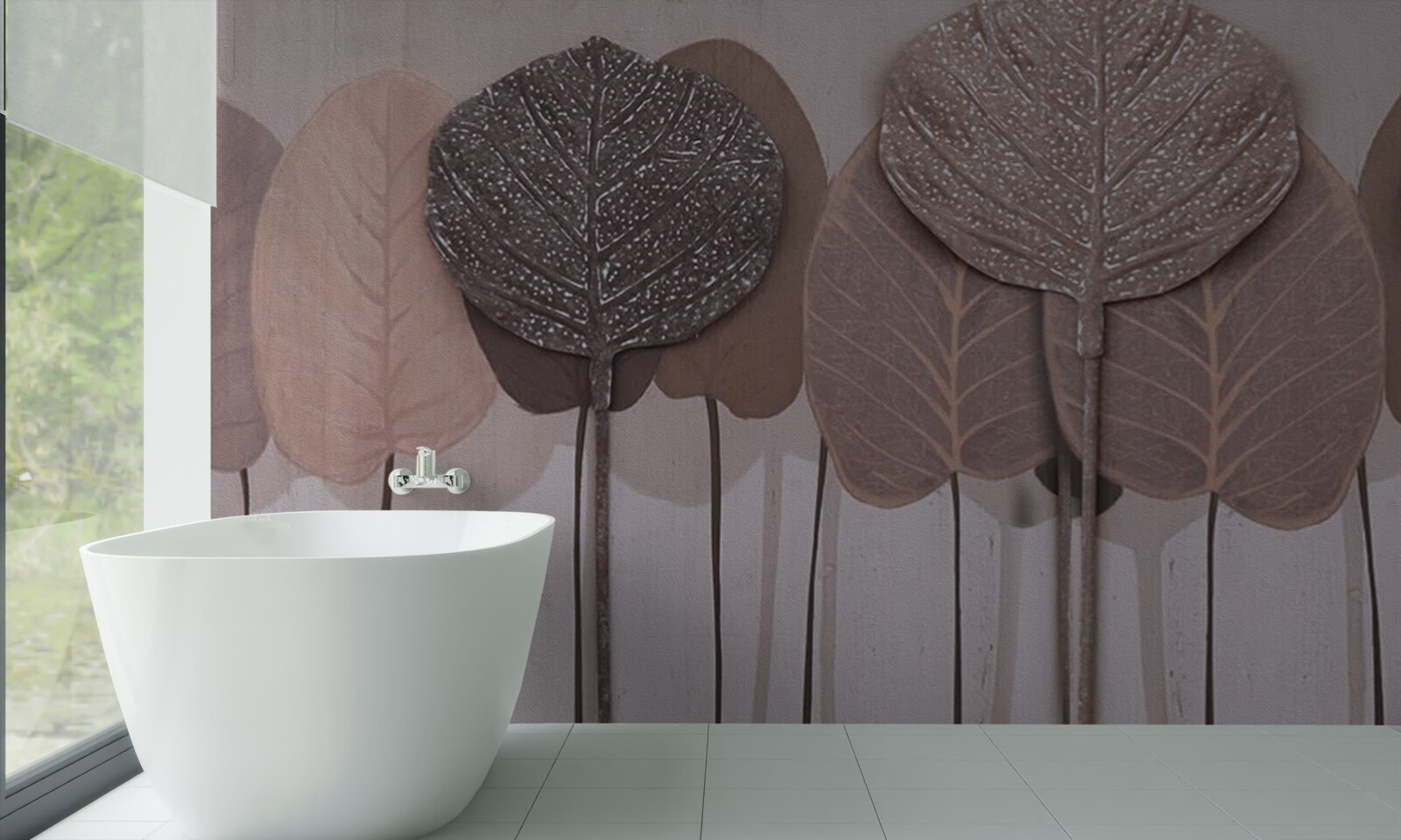 Papier peint forêt couverte de feuilles d'automne