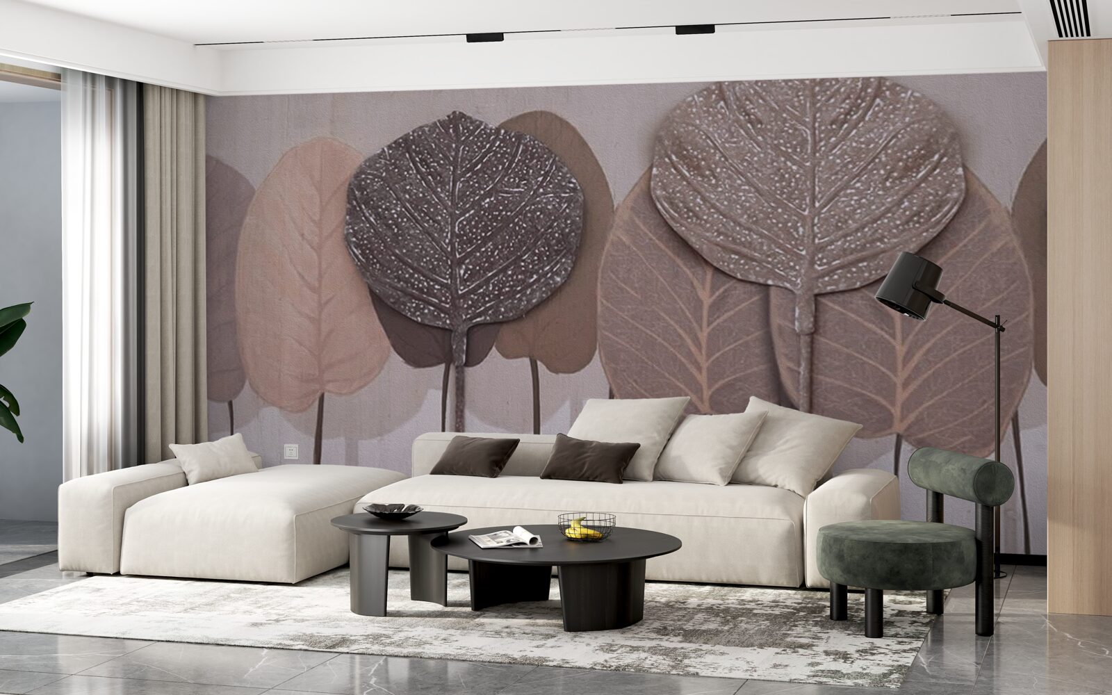 Papier peint forêt couverte de feuilles d'automne