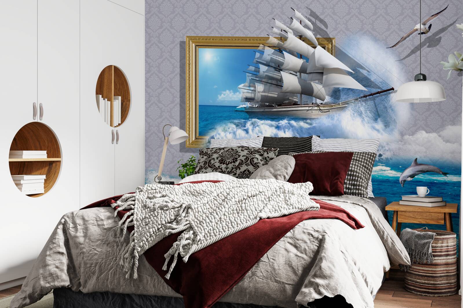 Papier peint image d'un ouragan au large sur un bateau éolien