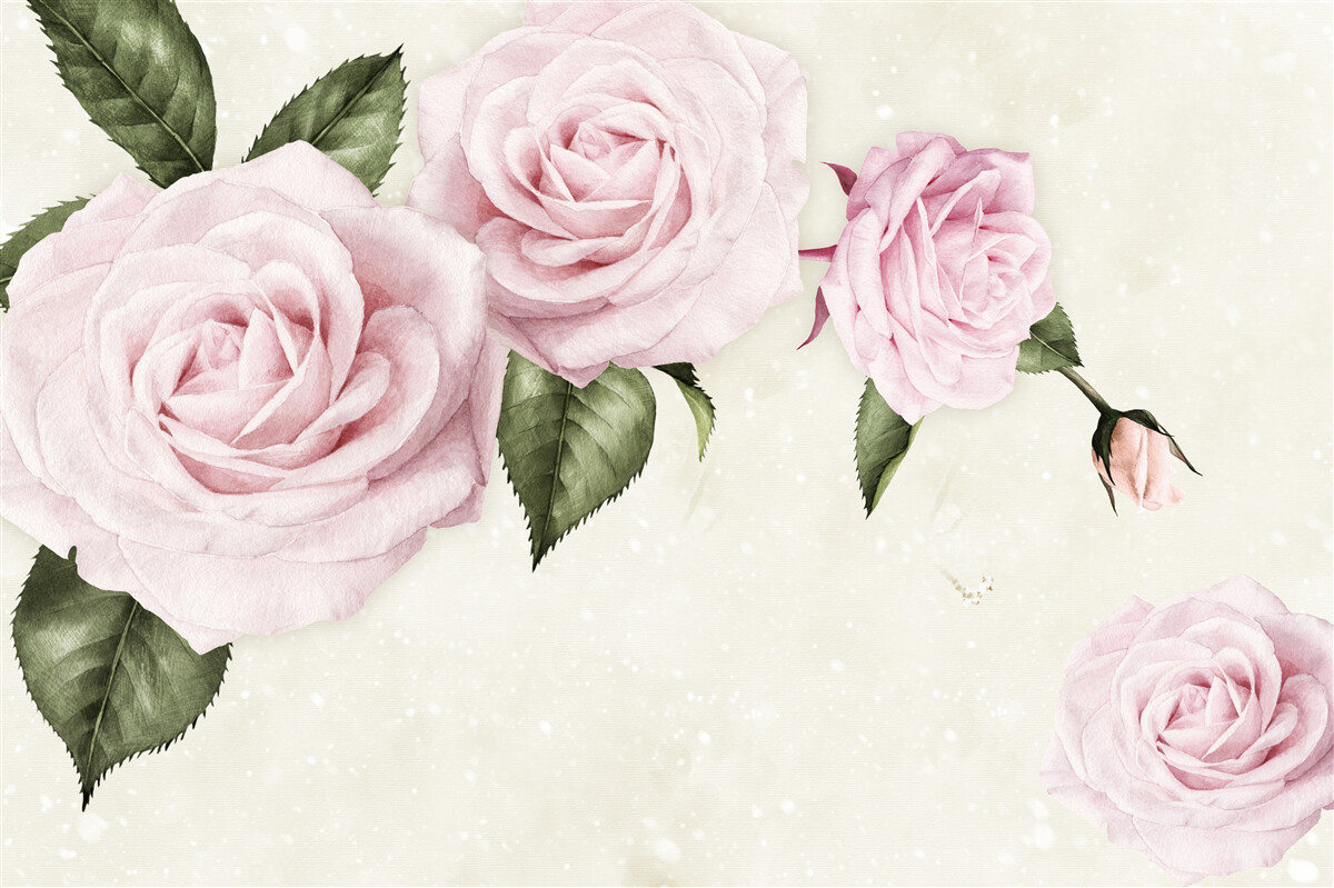 Papier peint roses roses subtiles sur fond blanc