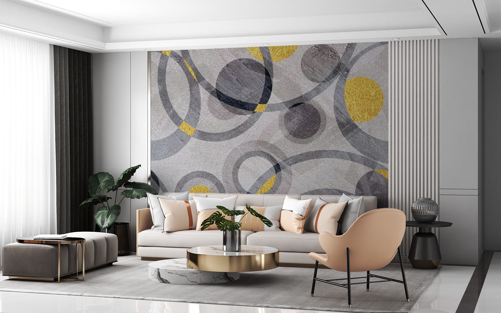 Papier peint cercles et courbes circulaires