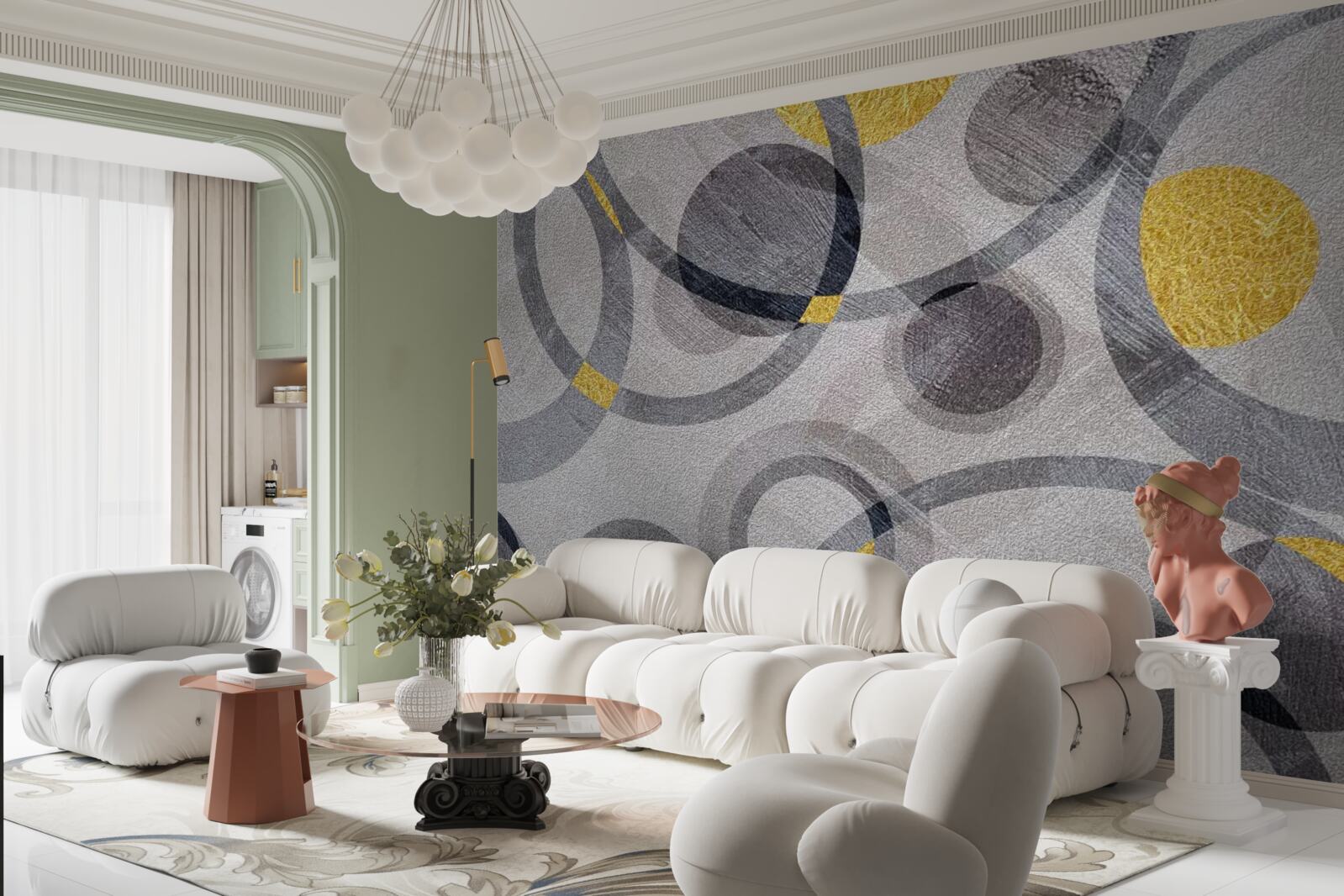 Papier peint cercles et courbes circulaires