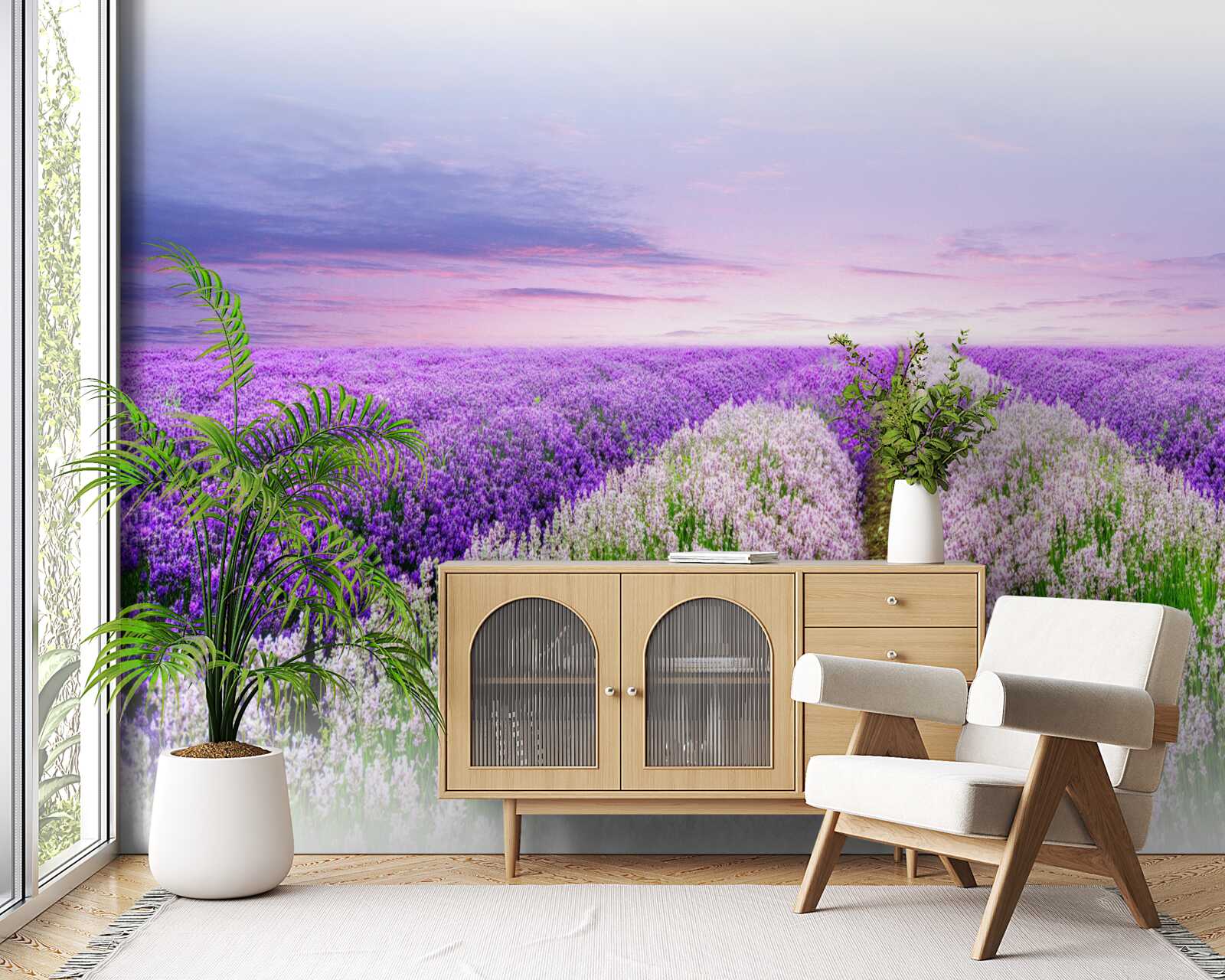 Papier peint champ de lavande odorante dans les prairies