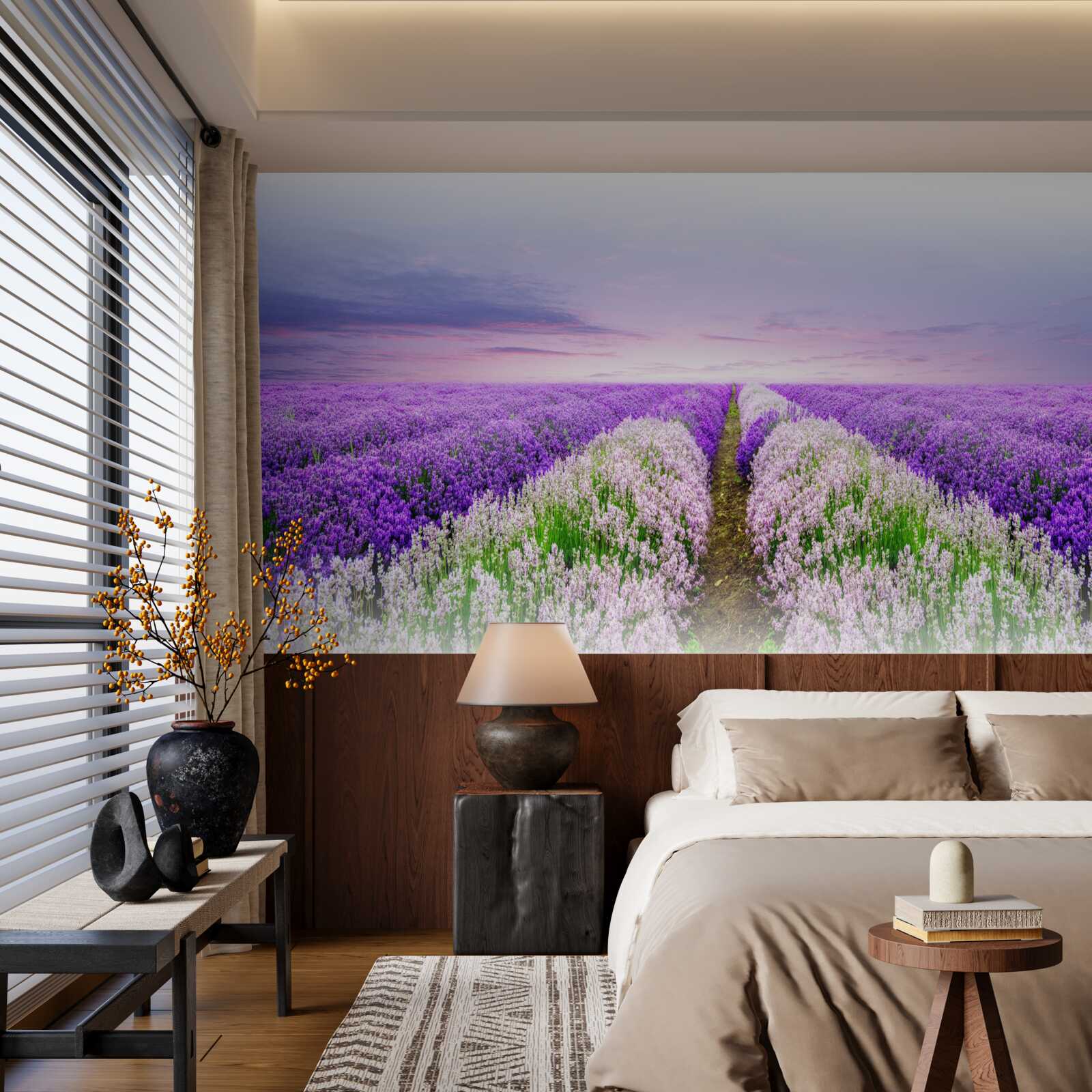 Papier peint champ de lavande odorante dans les prairies