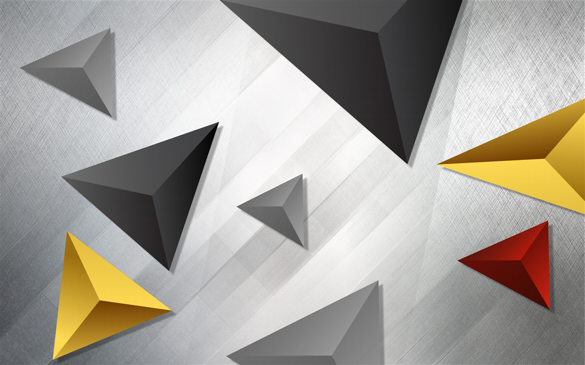 Papier peint des triangles de différentes teintes flottant dans l'air