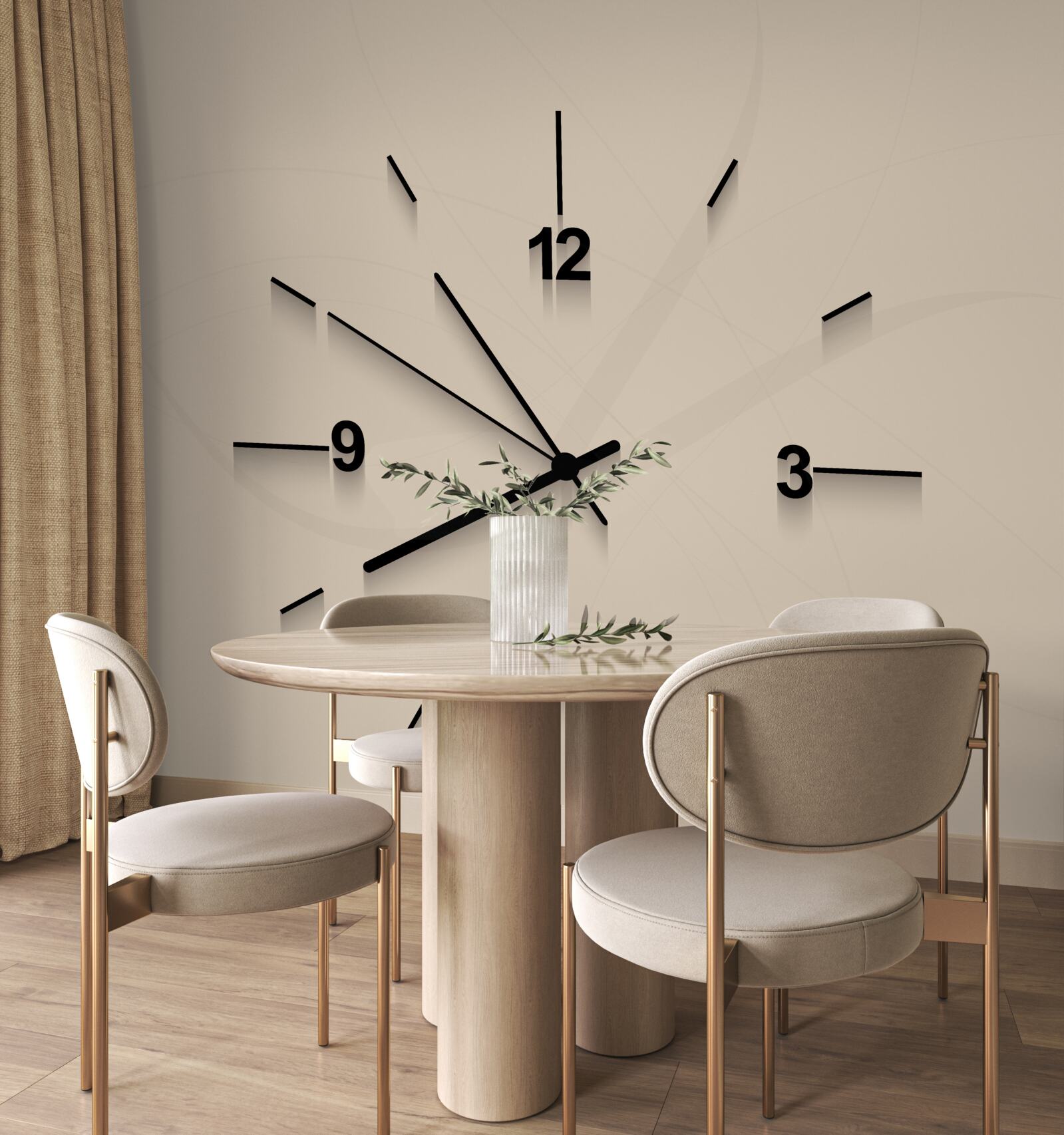 Papier peint horloge murale à quatre chiffres