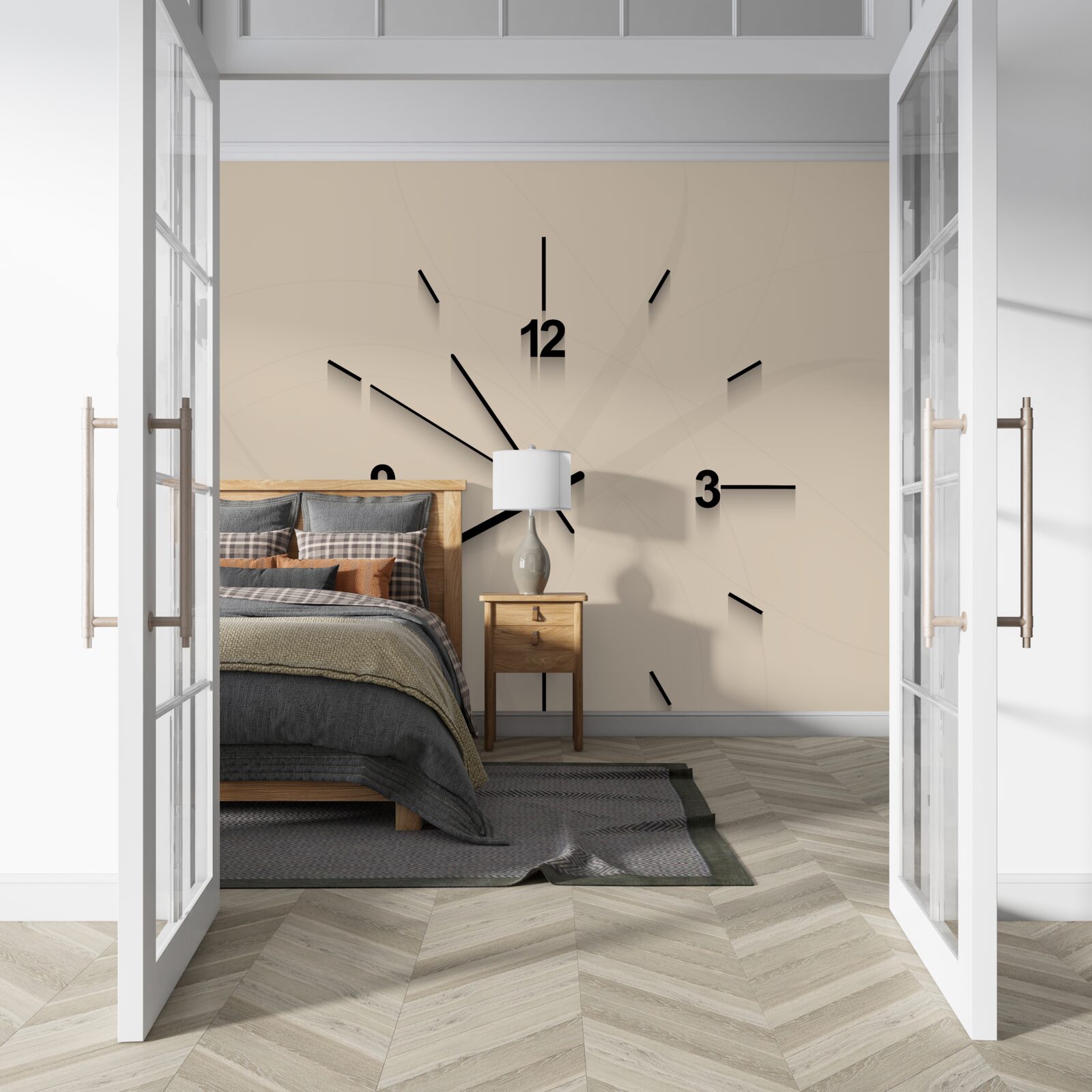 Papier peint horloge murale à quatre chiffres