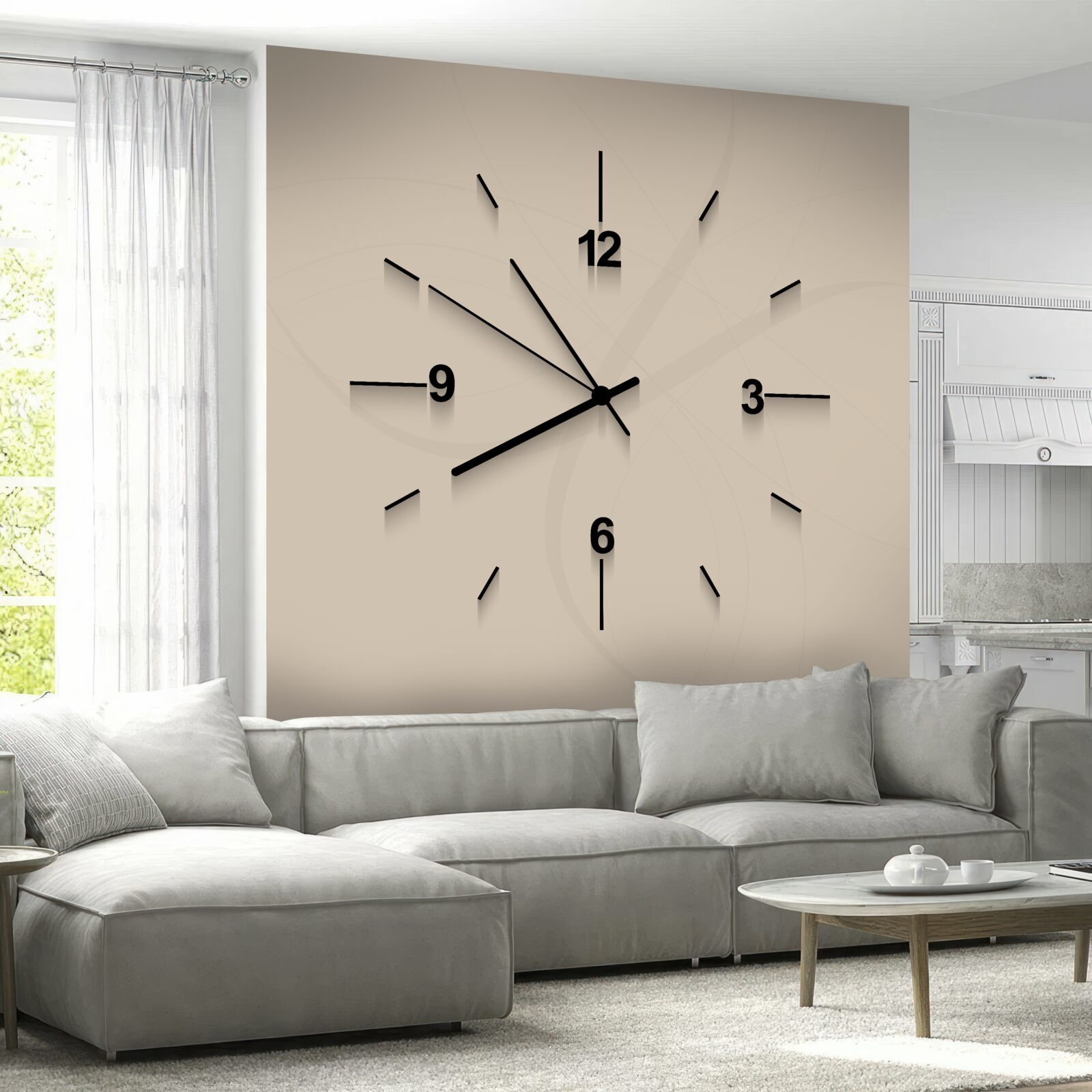 Papier peint horloge murale à quatre chiffres