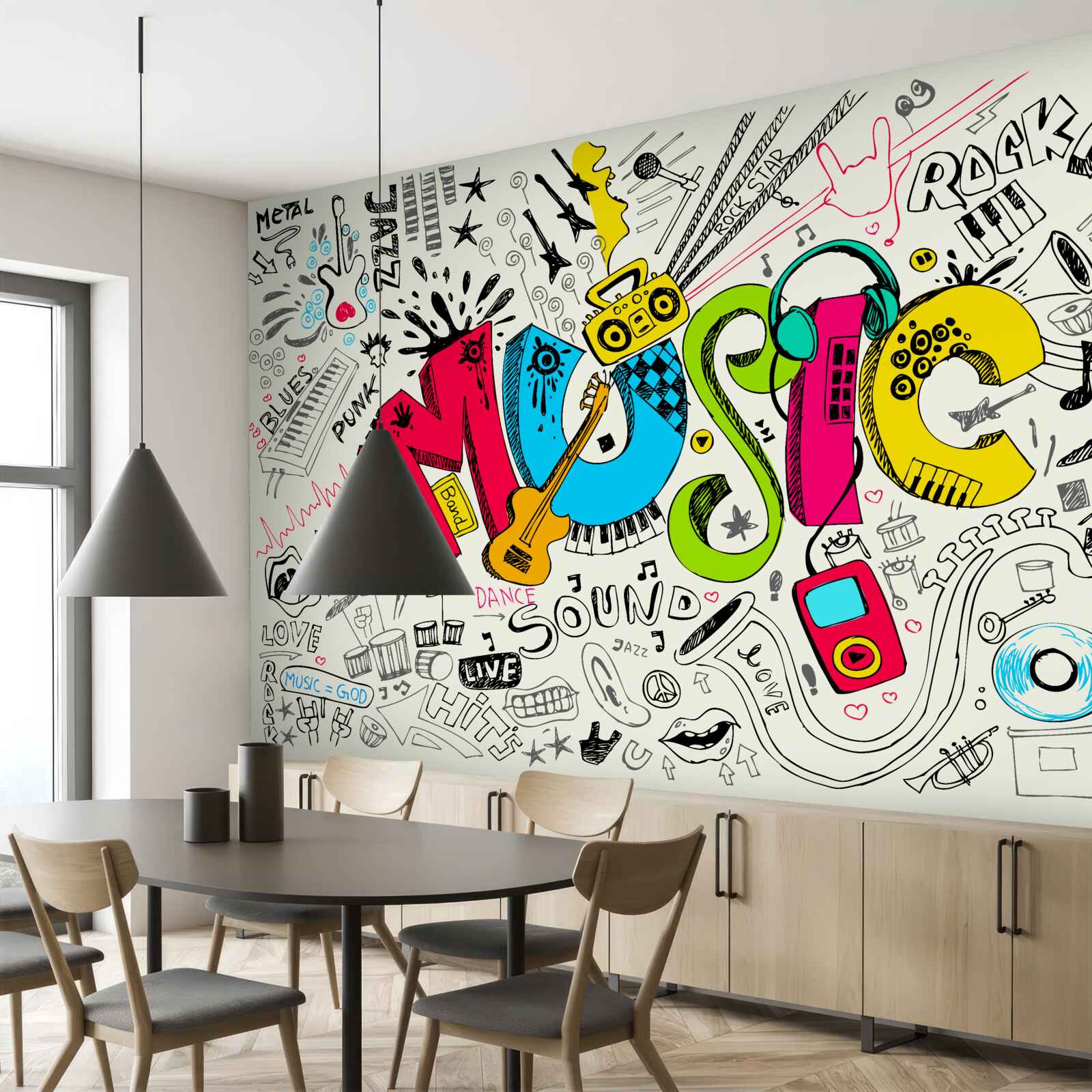 Papier peint le graffiti dans les styles musicaux