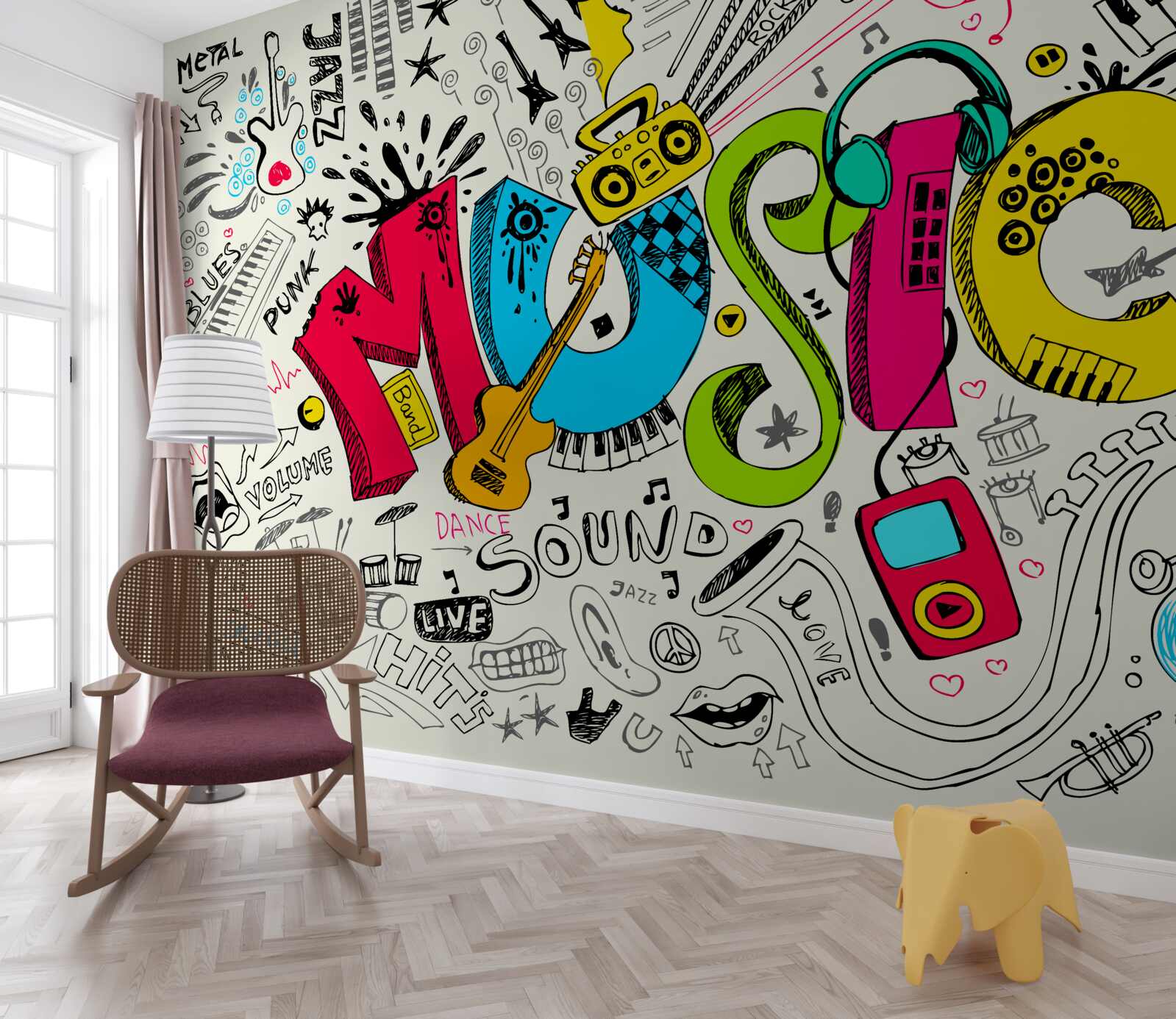 Papier peint le graffiti dans les styles musicaux