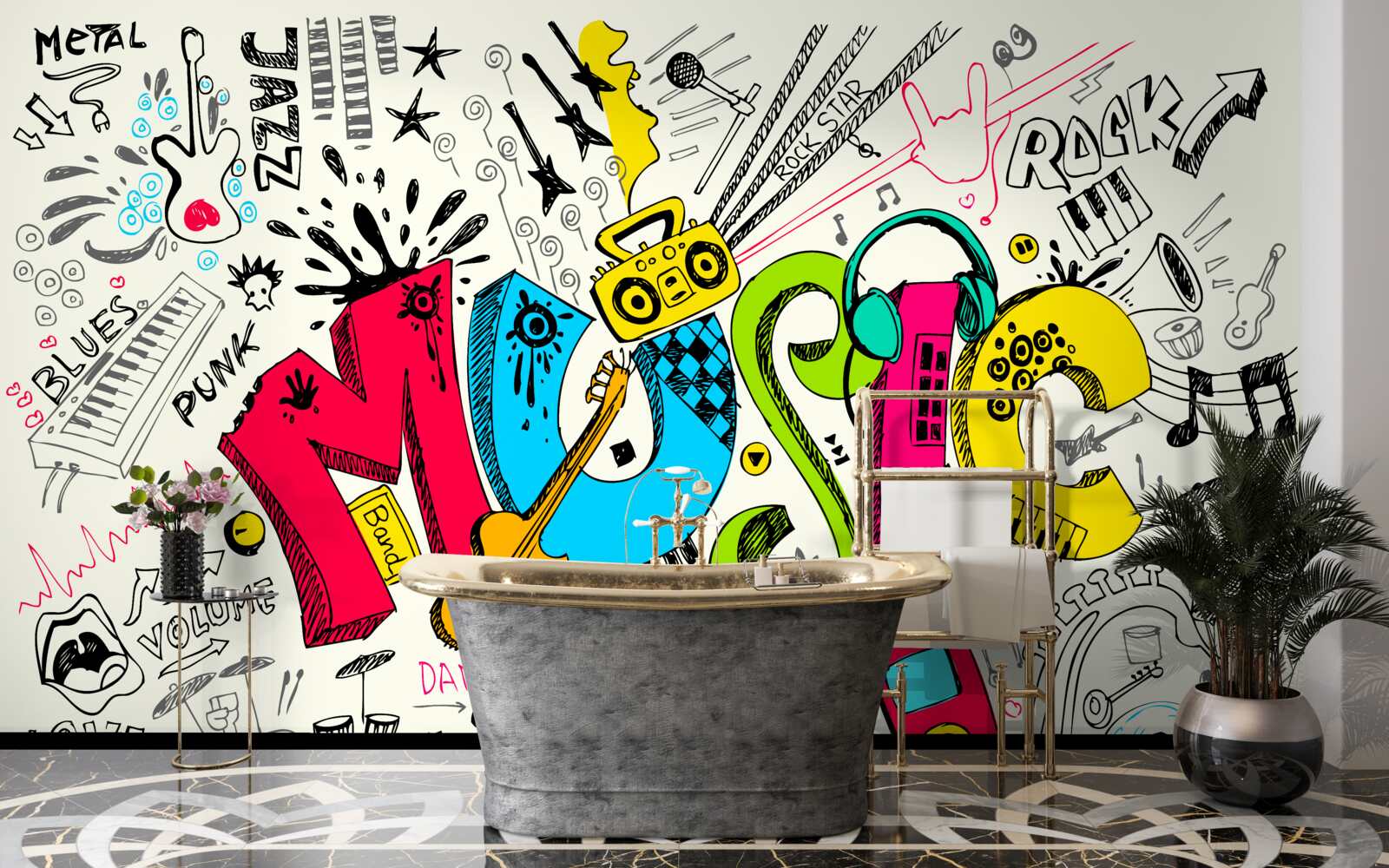 Papier peint le graffiti dans les styles musicaux