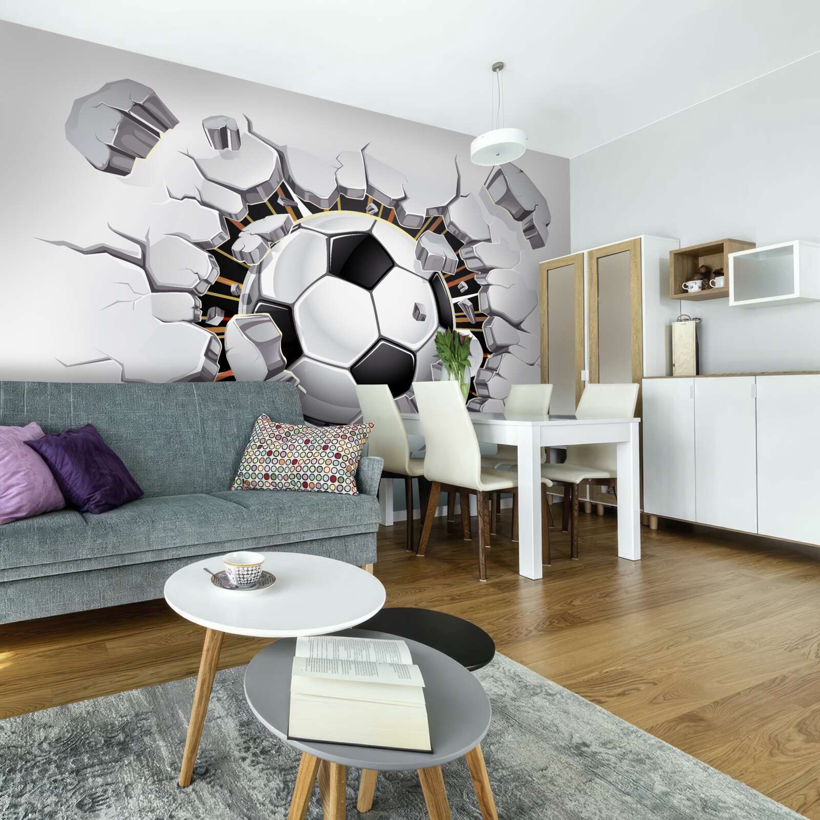 Papier peint football volant dans les airs