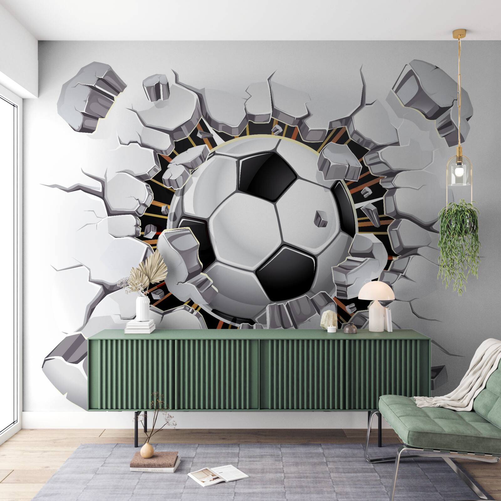 Papier peint football volant dans les airs