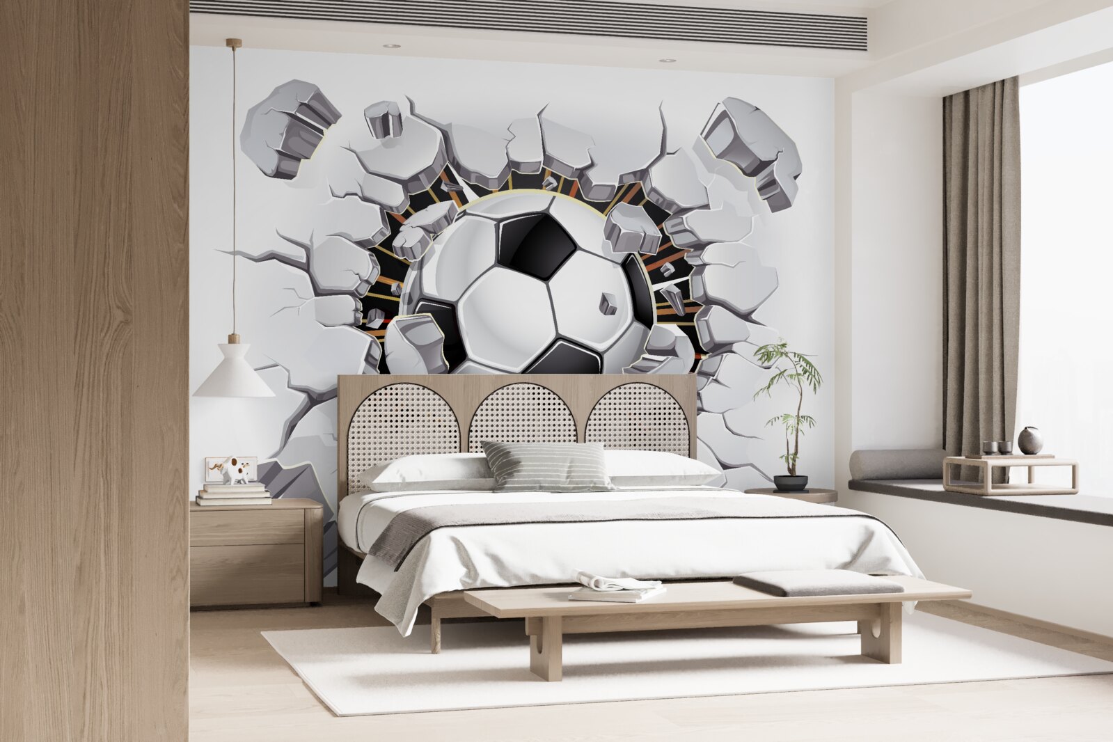 Papier peint football volant dans les airs