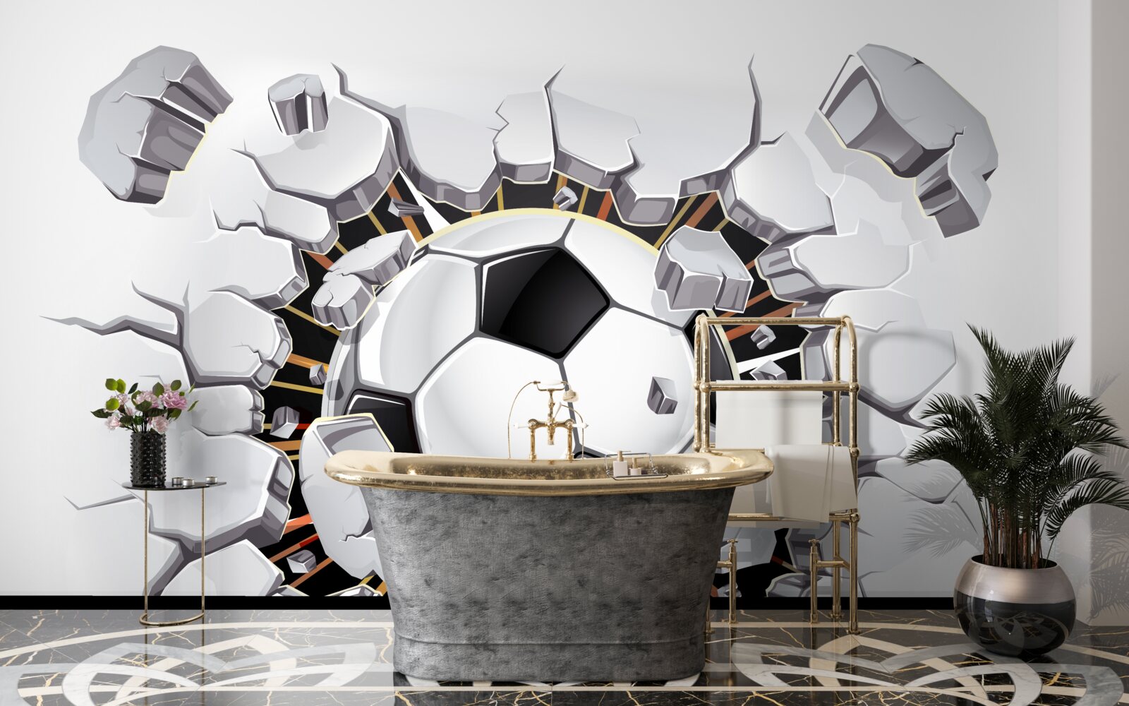 Papier peint football volant dans les airs