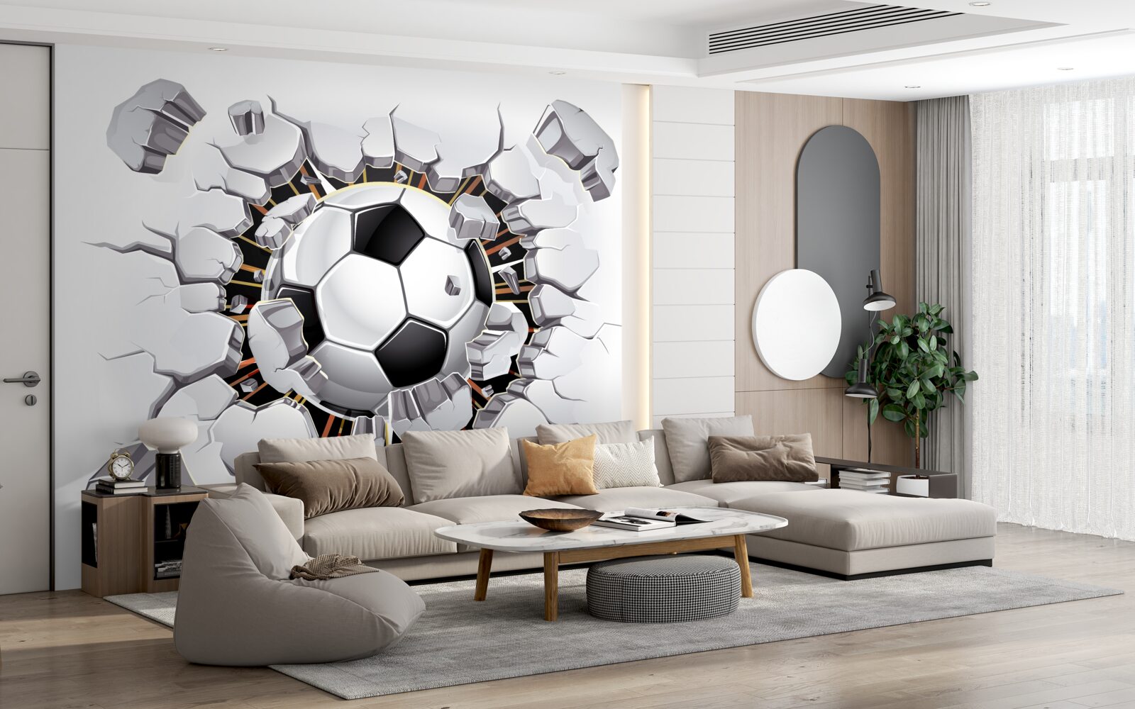 Papier peint football volant dans les airs