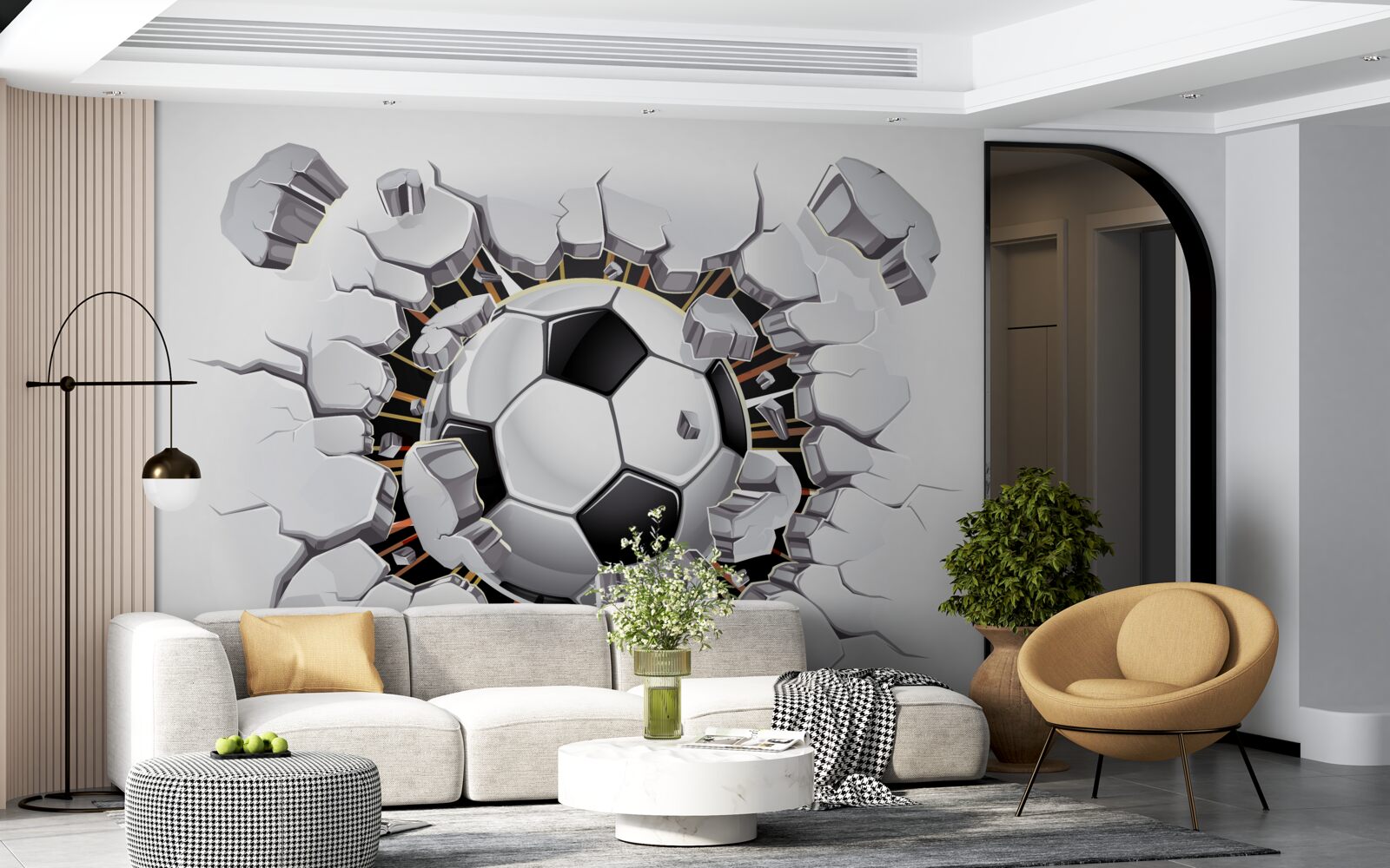 Papier peint football volant dans les airs