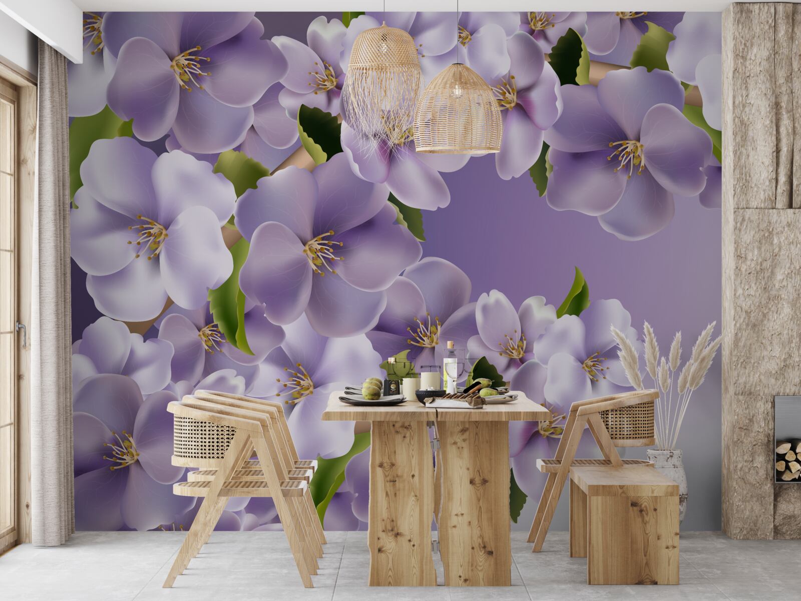 Papier peint de subtiles nuances de lilas dans une délicate fleur d'orchidée