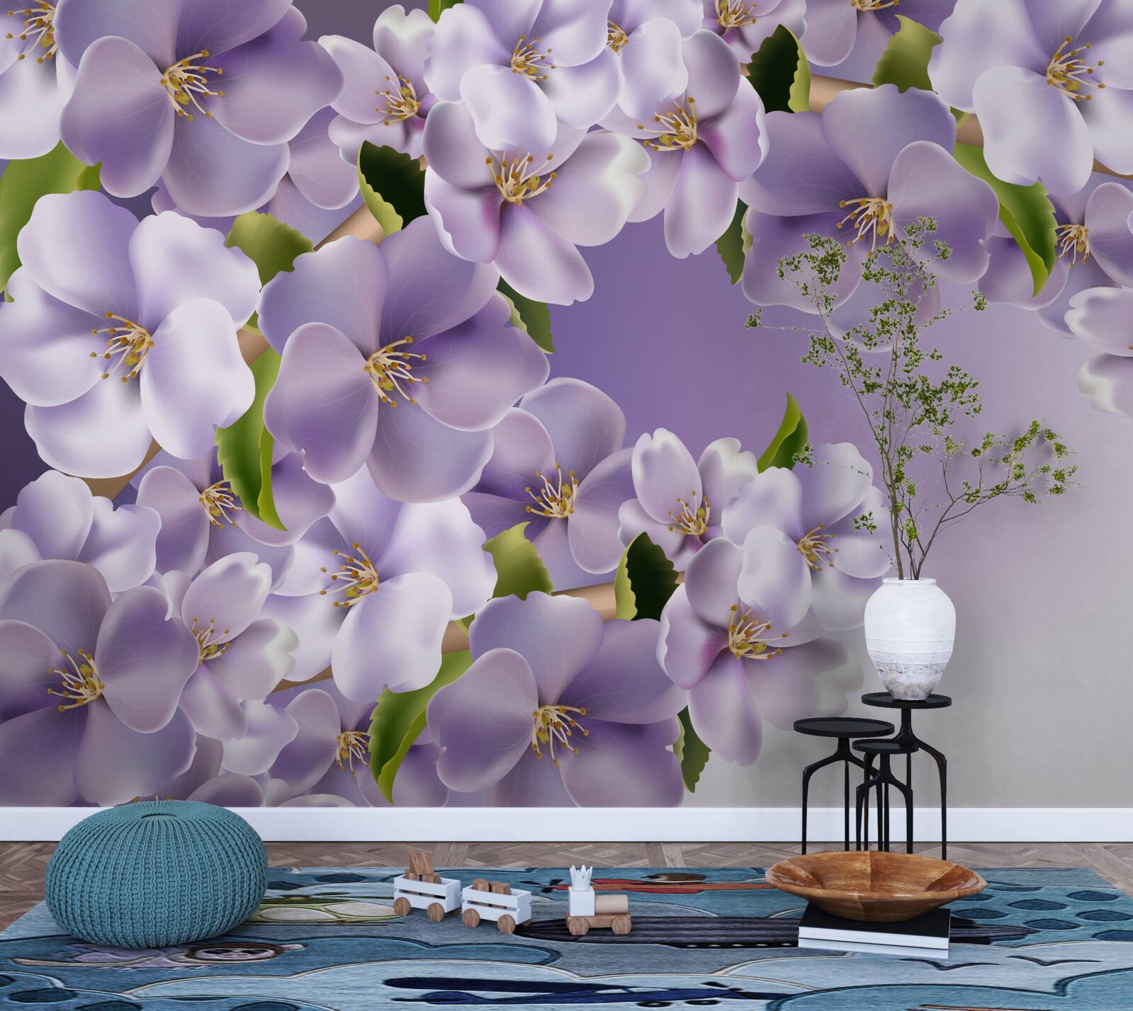 Papier peint de subtiles nuances de lilas dans une délicate fleur d'orchidée