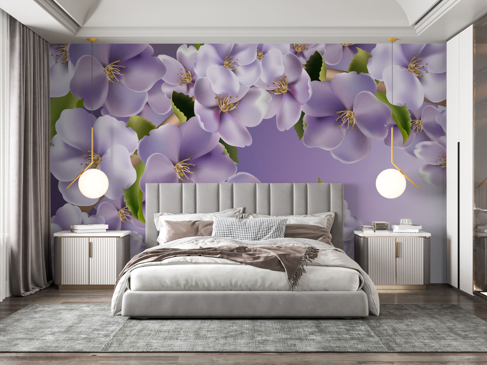 Papier peint de subtiles nuances de lilas dans une délicate fleur d'orchidée