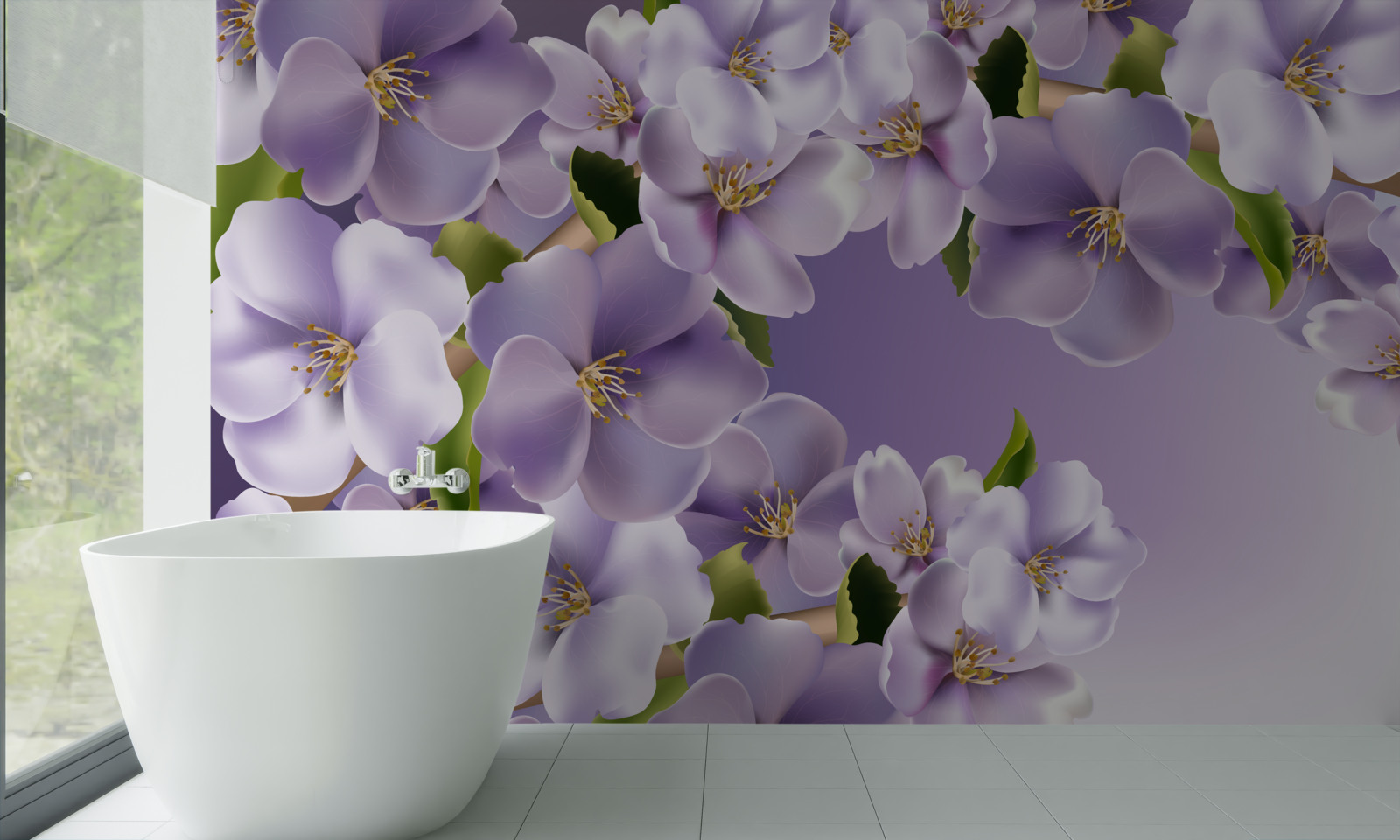 Papier peint de subtiles nuances de lilas dans une délicate fleur d'orchidée