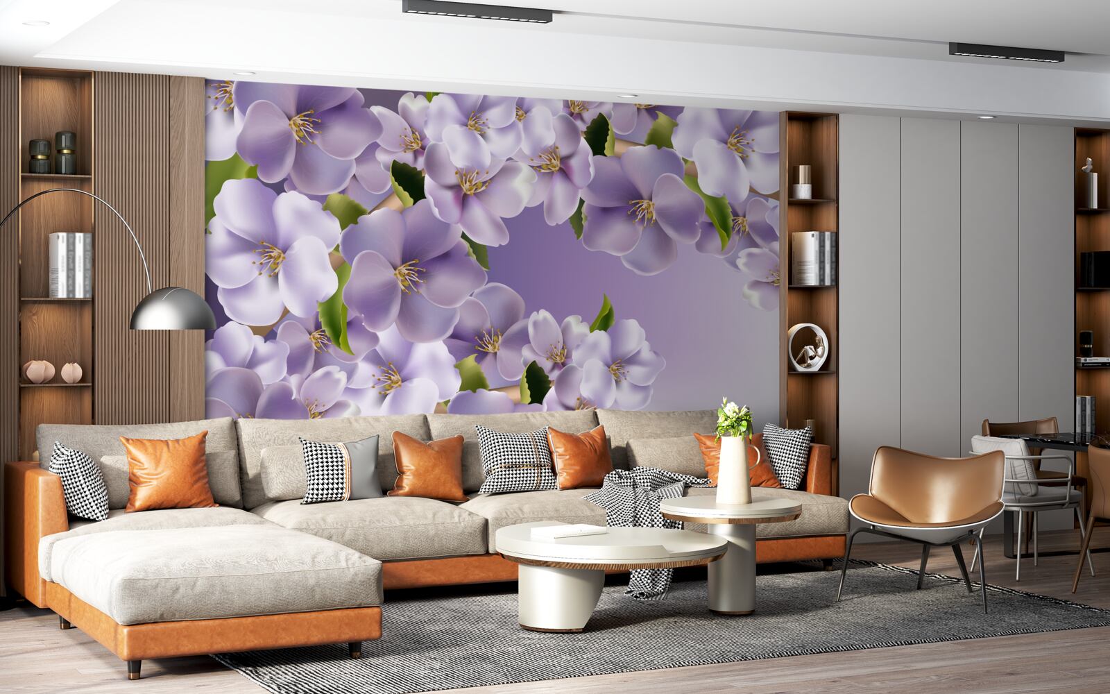 Papier peint de subtiles nuances de lilas dans une délicate fleur d'orchidée