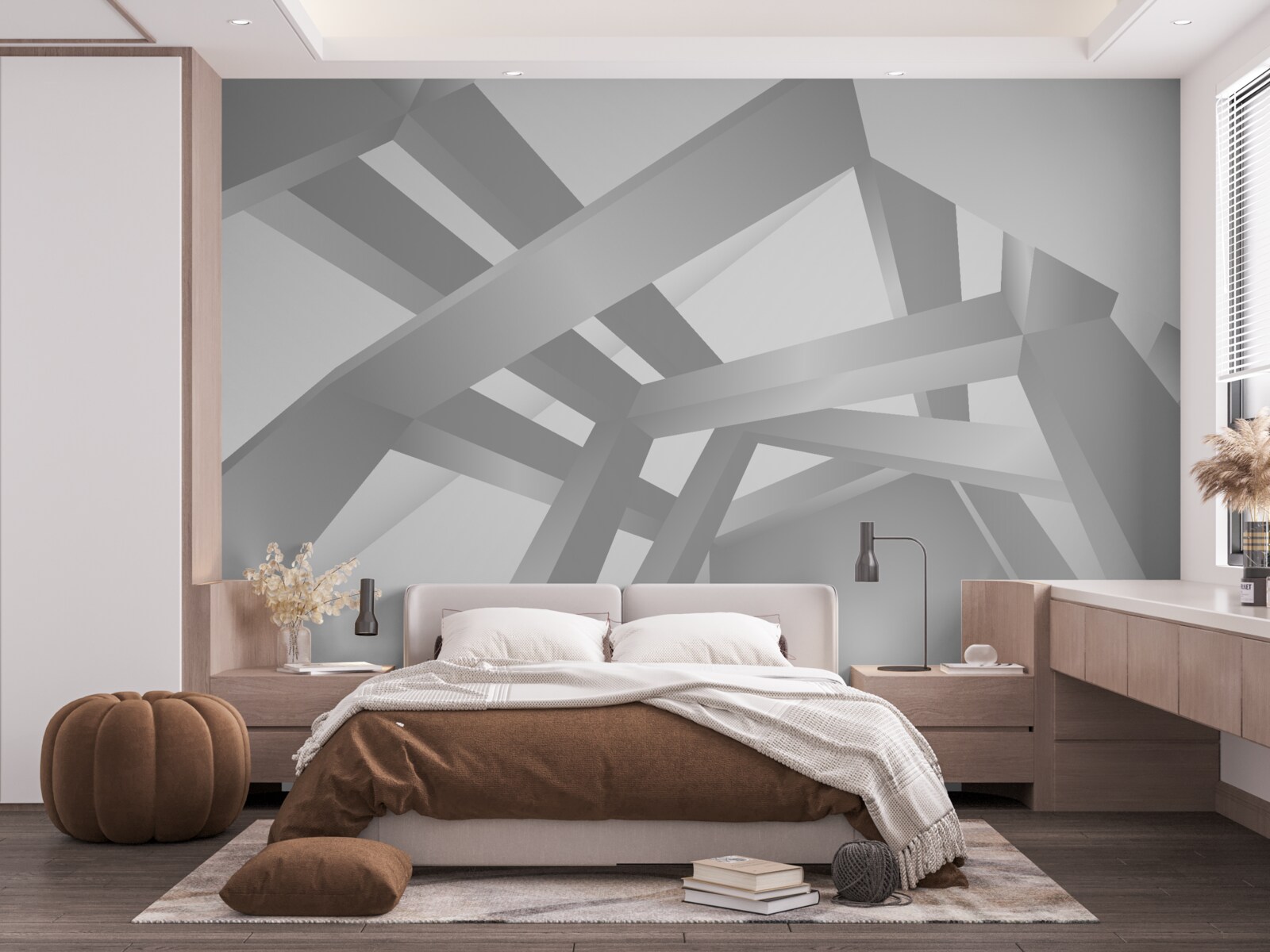 Papier peint couloir avec un motif géométrique lumineux