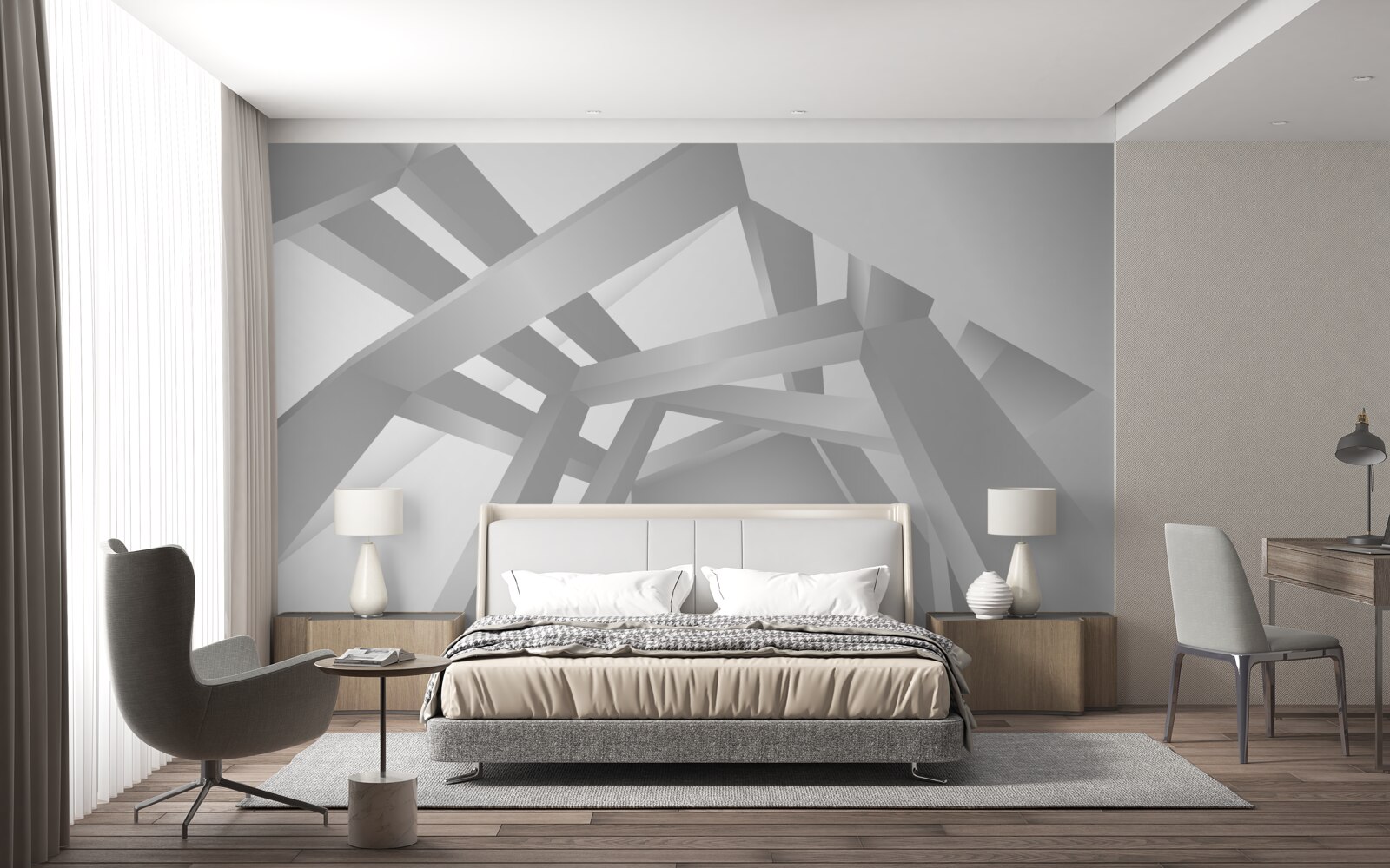 Papier peint couloir avec un motif géométrique lumineux