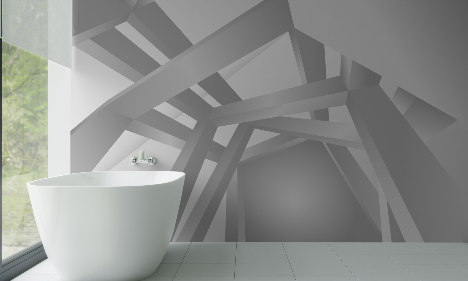 Papier peint couloir avec un motif géométrique lumineux