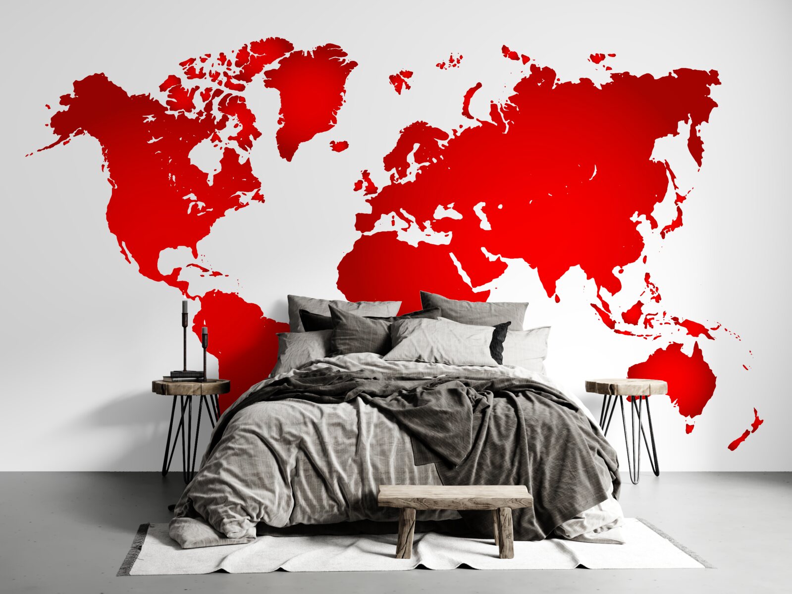 Papier peint carte du monde rouge
