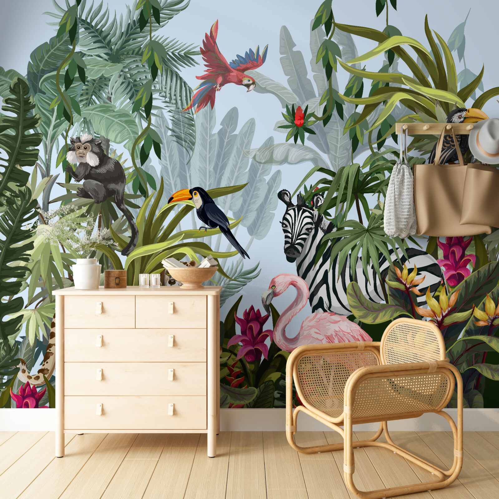 Papier peint végétation diurne et faune de la jungle