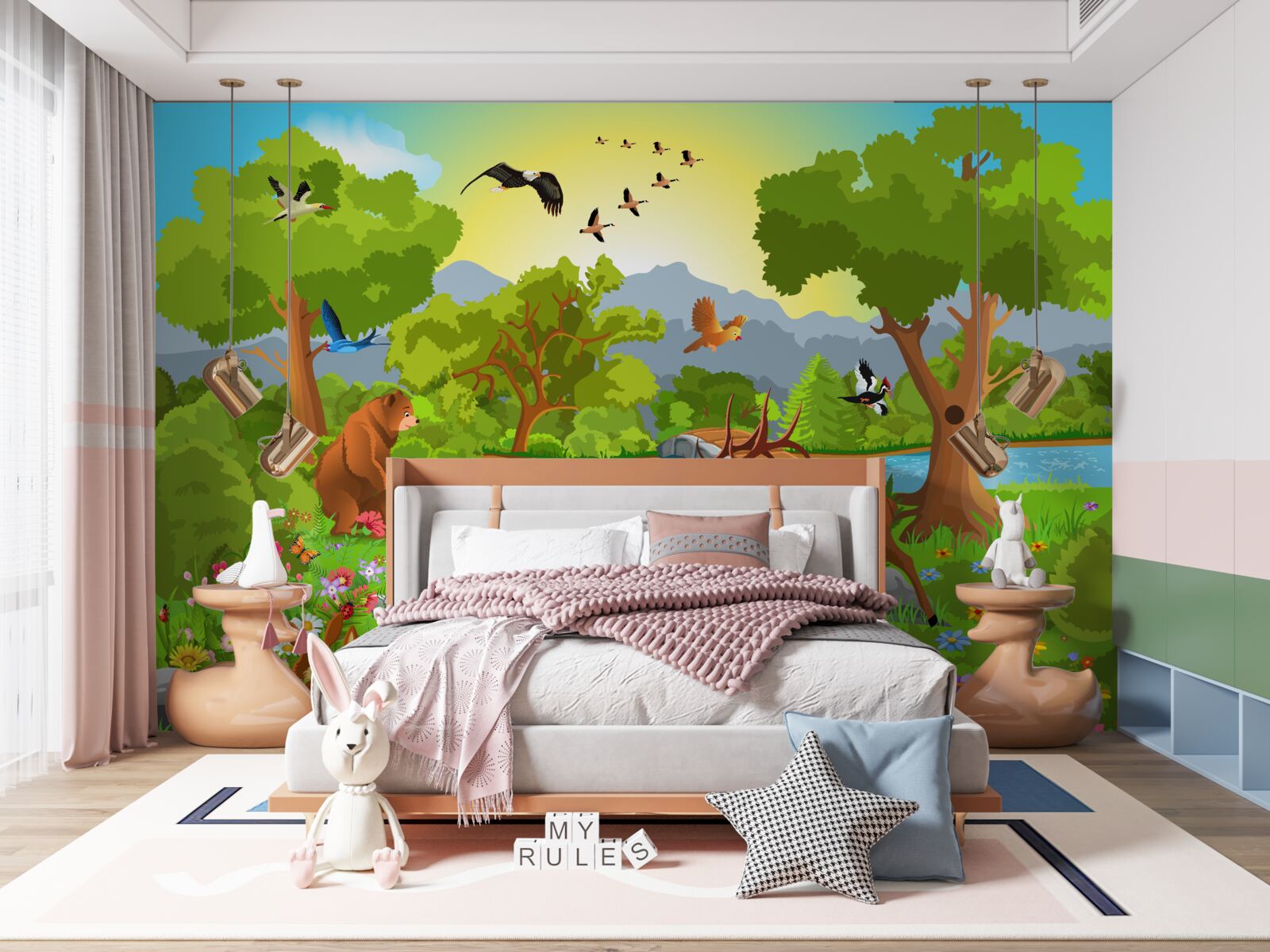 Papier peint créatures dans la prairie