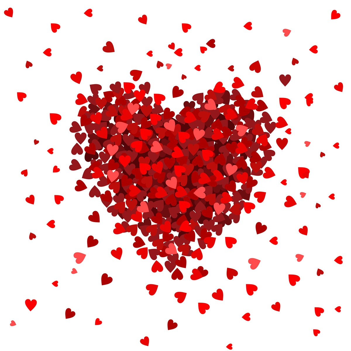 Papier peint un cœur fait de cœurs rouges