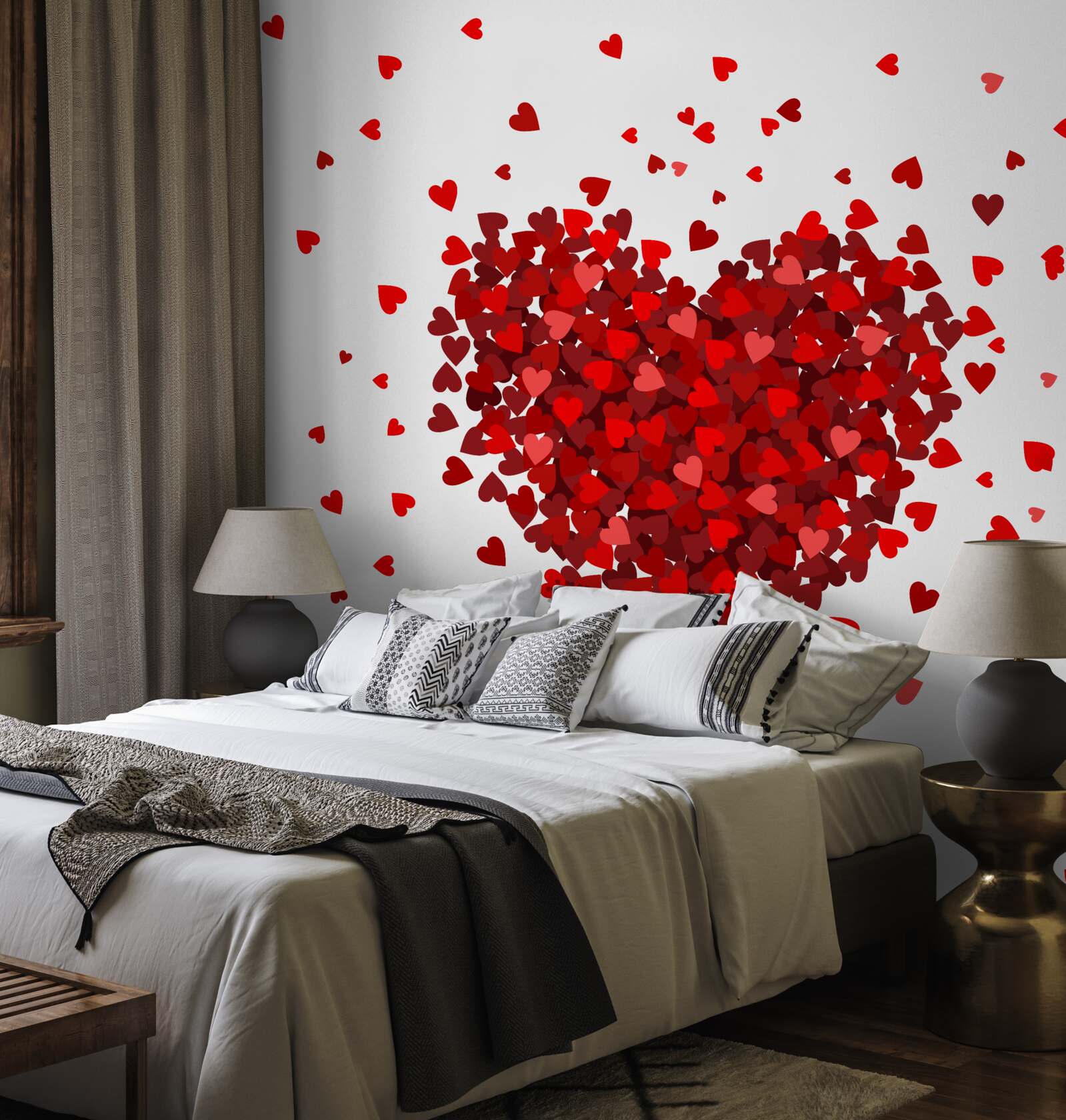 Papier peint un cœur fait de cœurs rouges