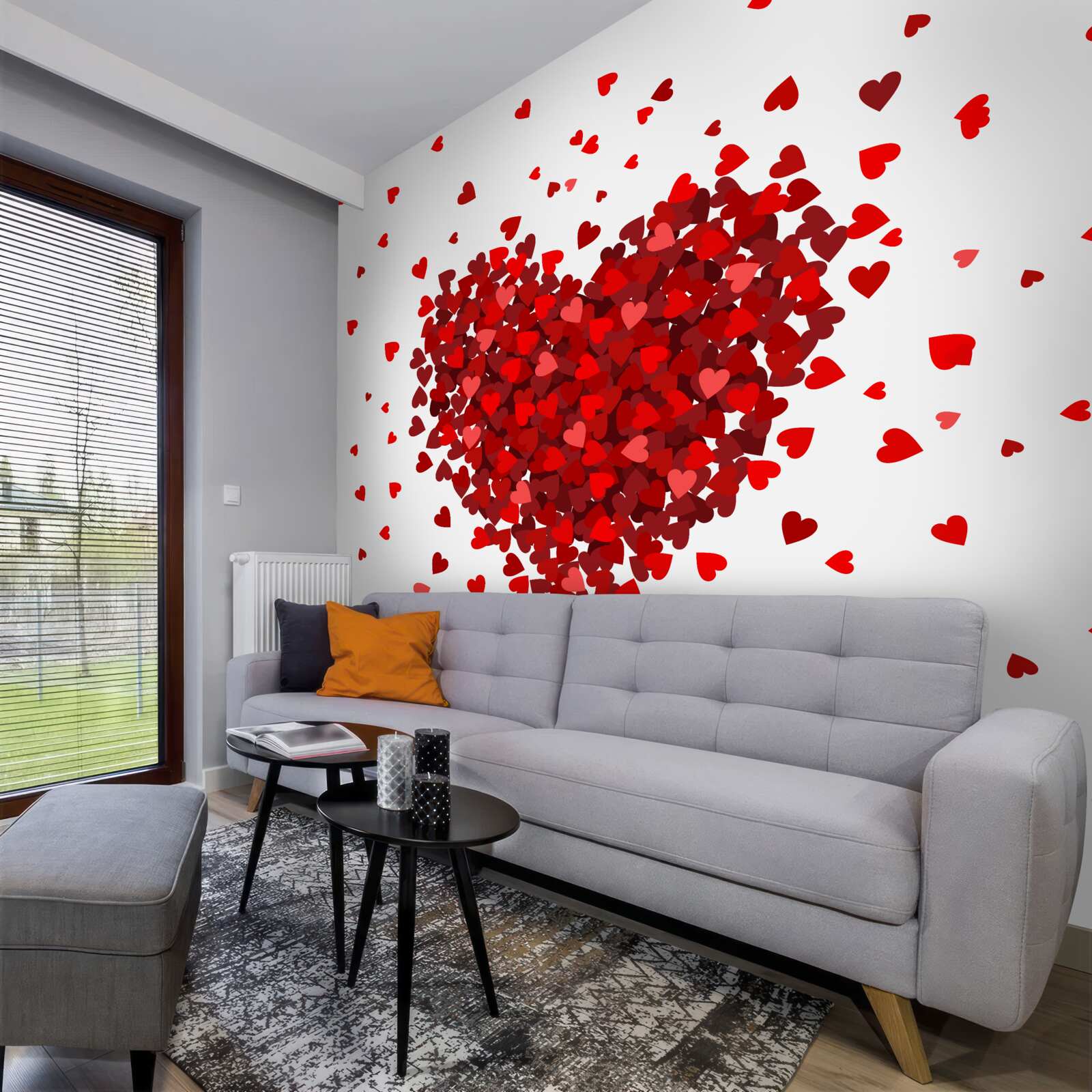 Papier peint un cœur fait de cœurs rouges