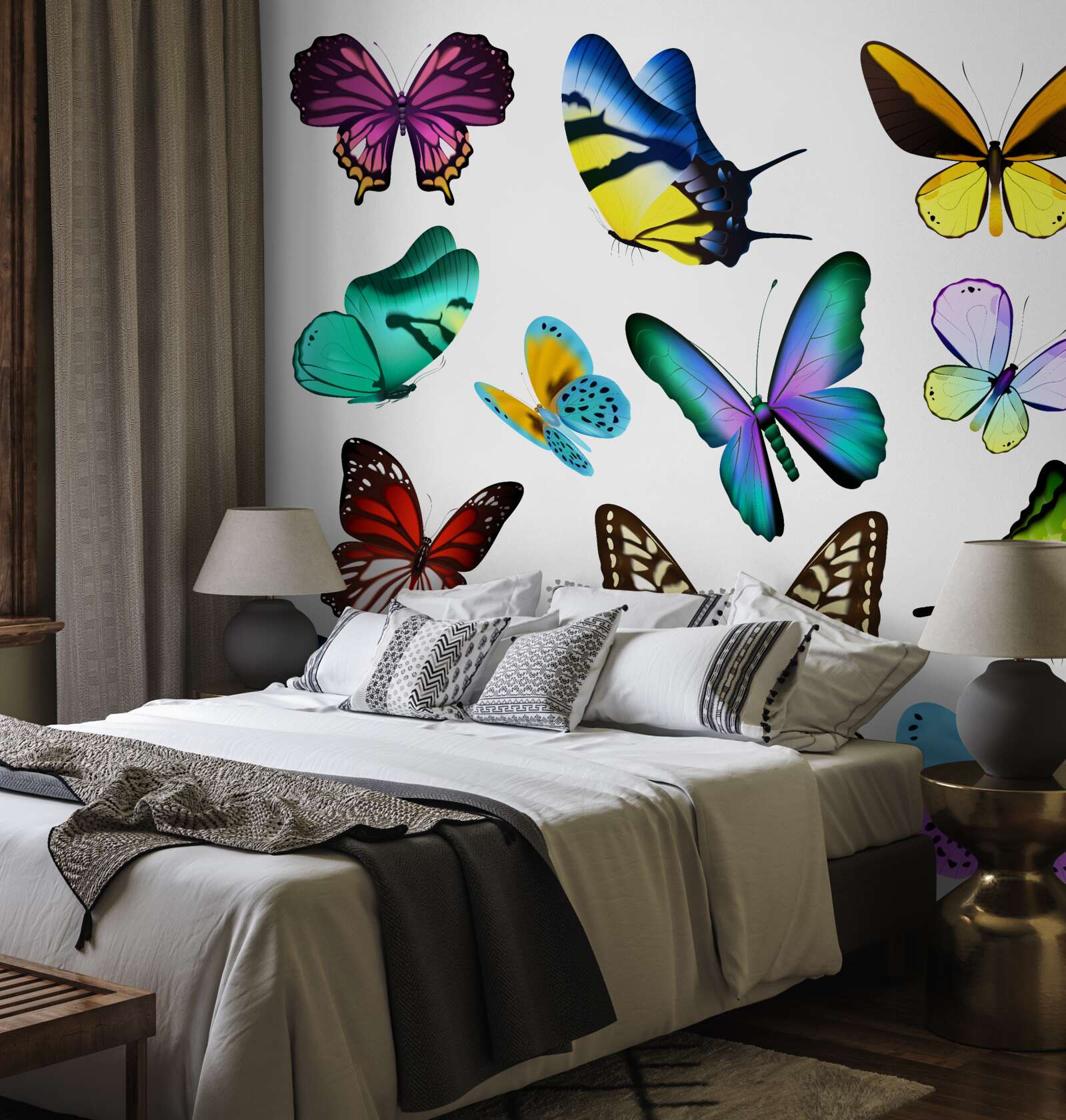 Papier peint aquarelle représentant des feuilles scandinaves