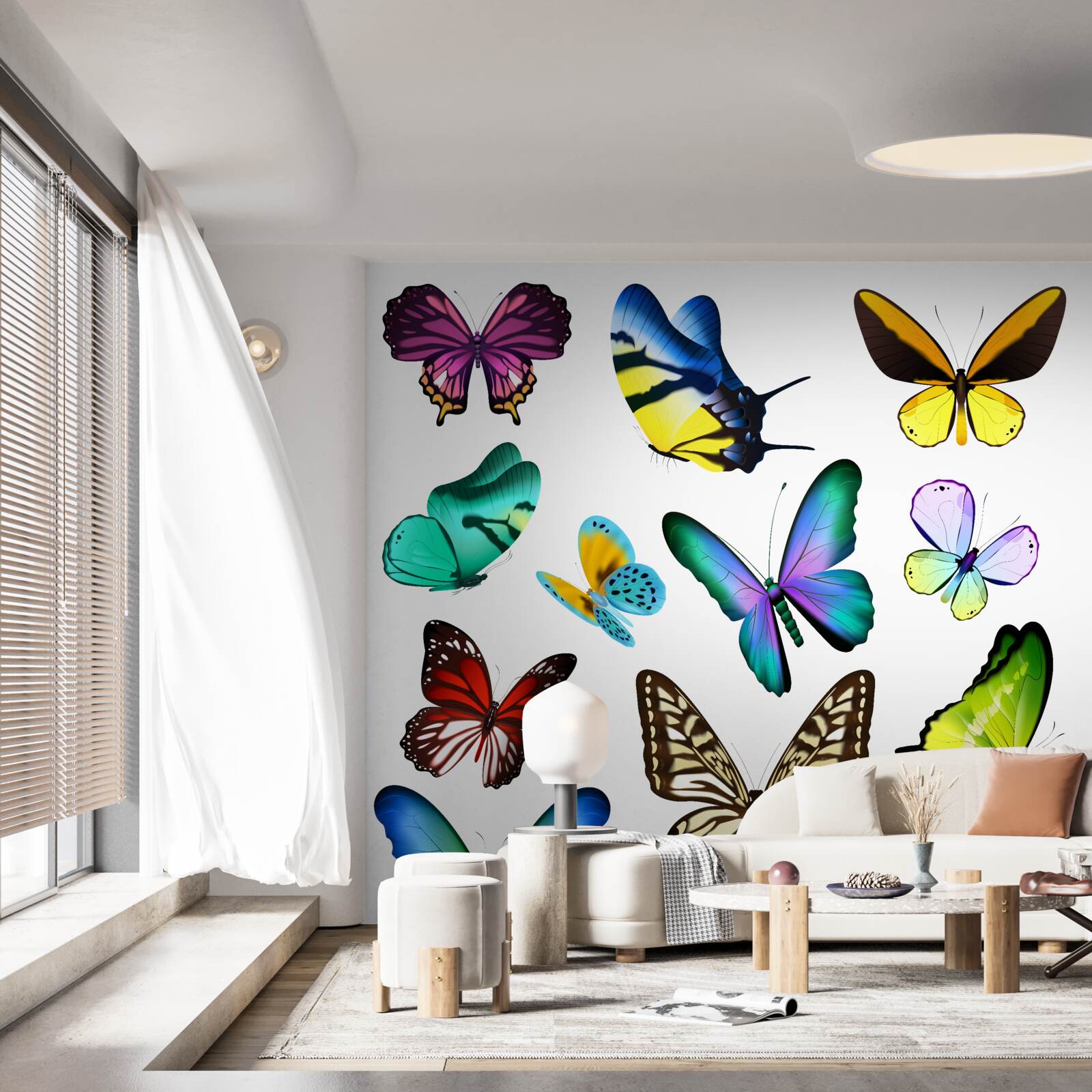 Papier peint aquarelle représentant des feuilles scandinaves