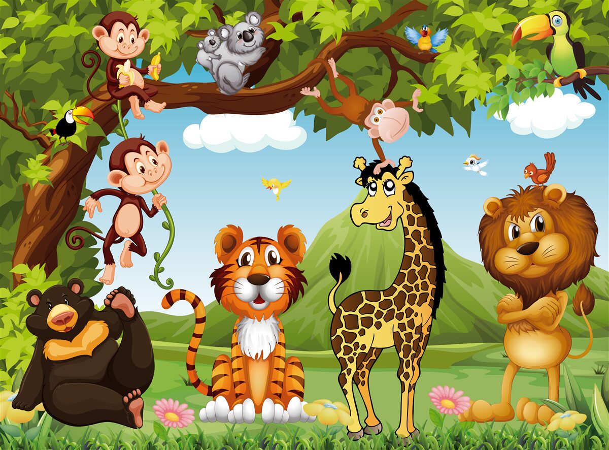 Papier peint animaux vivant dans une clairière