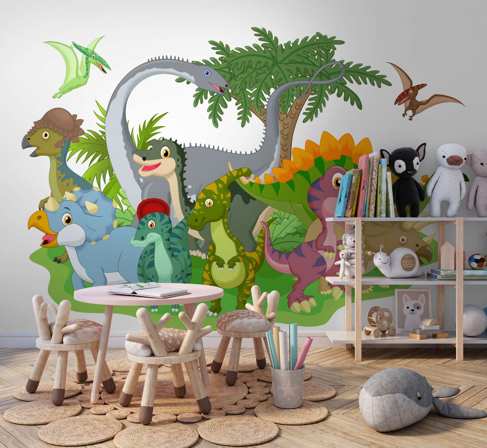 Papier peint des dinosaures qui sourient