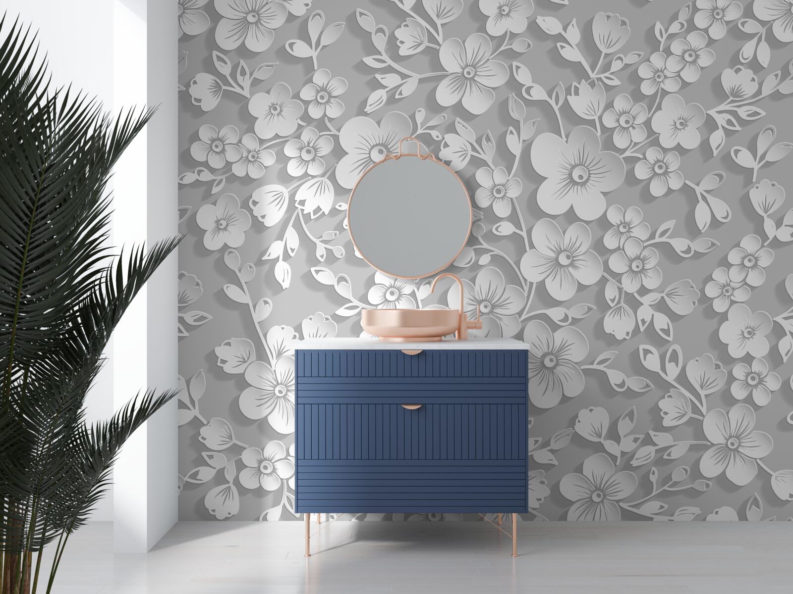 Papier peint fond parsemé de fines fleurs blanches