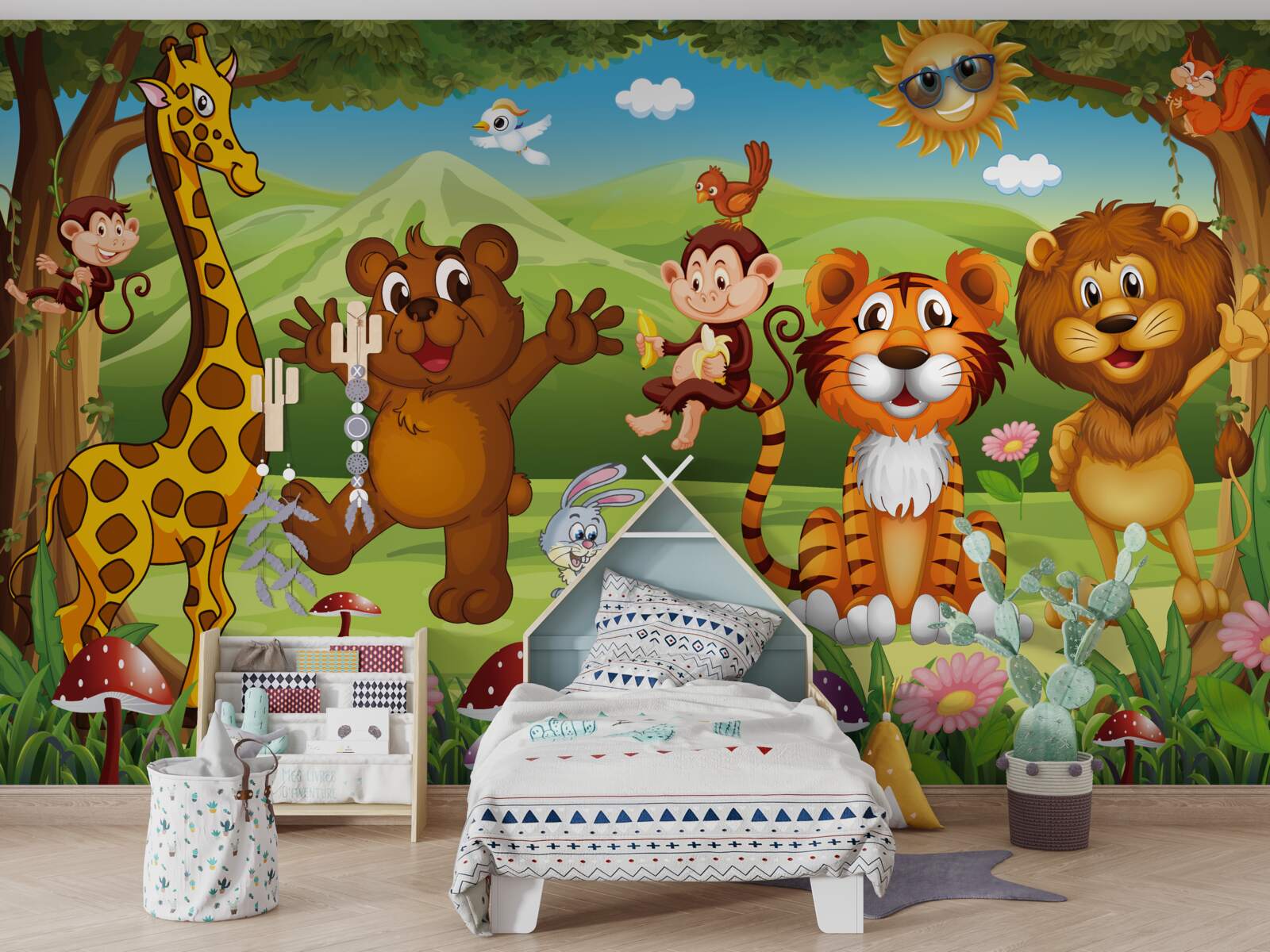 Papier peint animaux dans le pré