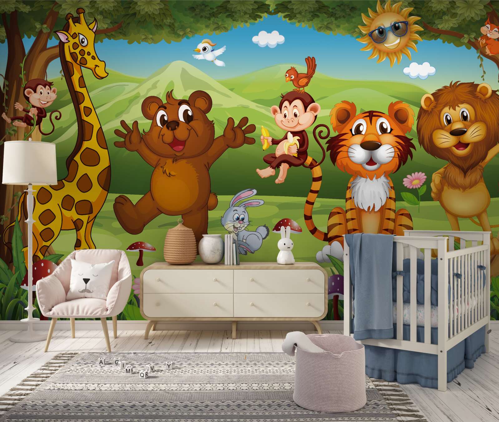 Papier peint animaux dans le pré