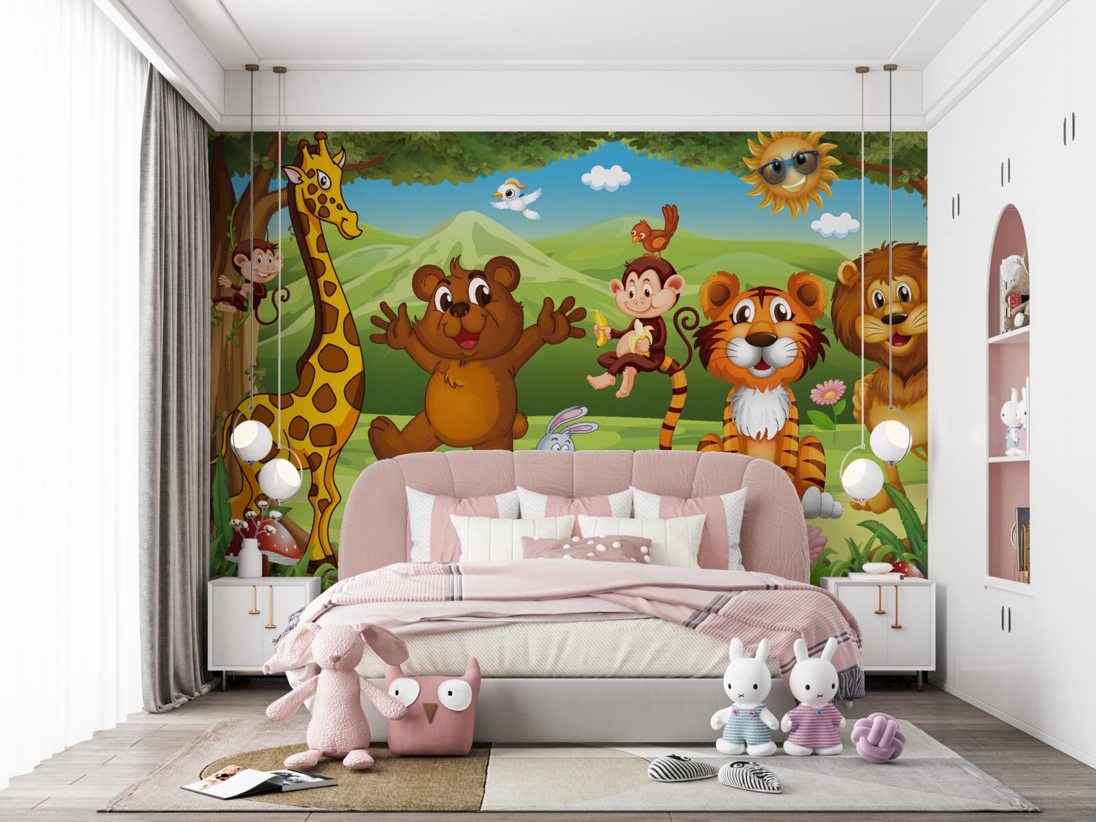 Papier peint animaux dans le pré