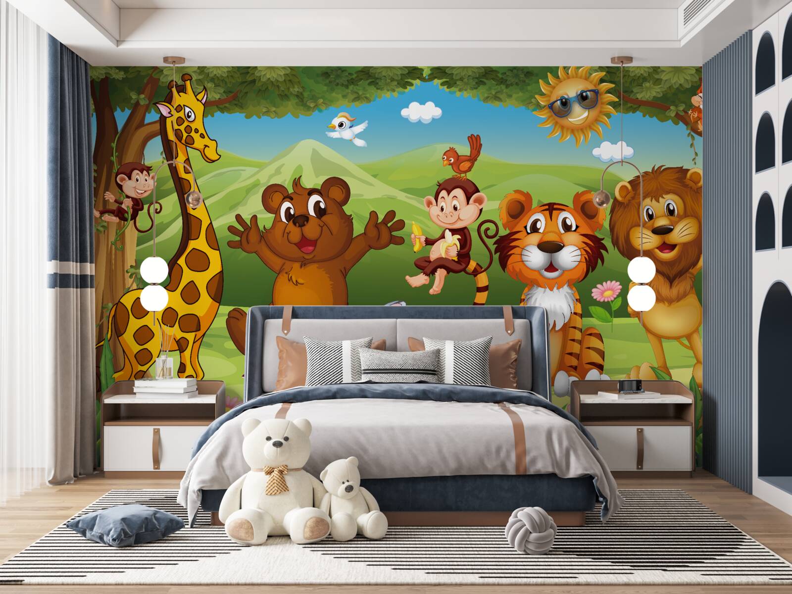 Papier peint animaux dans le pré