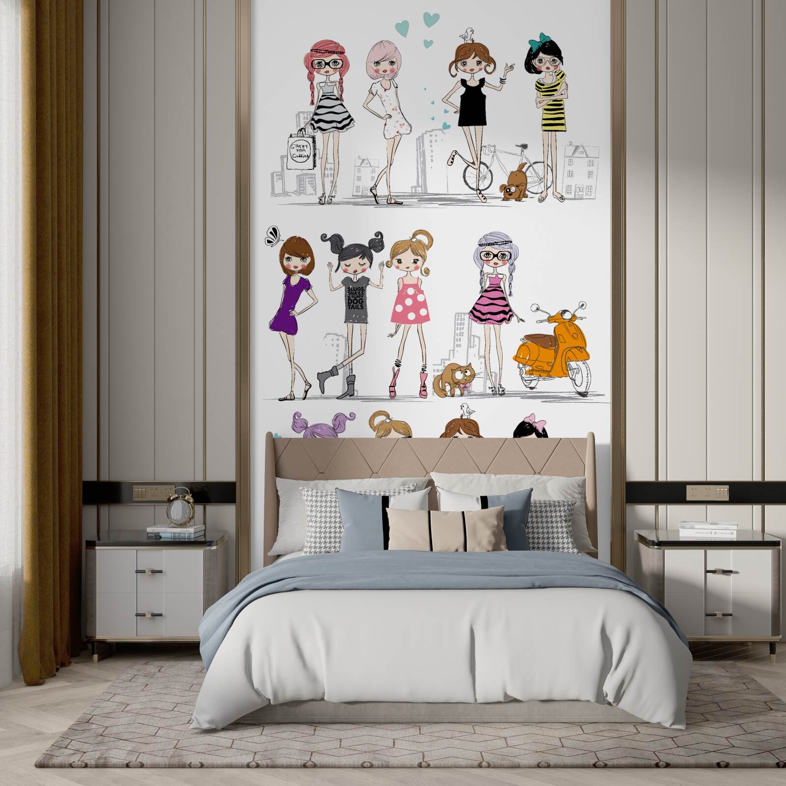 Papier peint filles animées et élégantes
