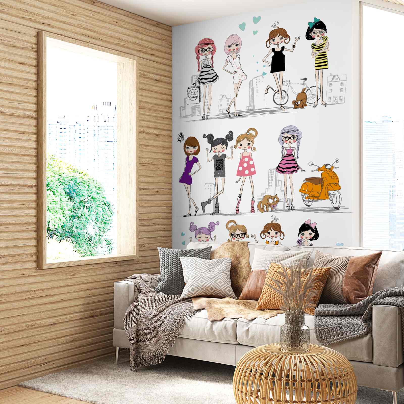 Papier peint filles animées et élégantes