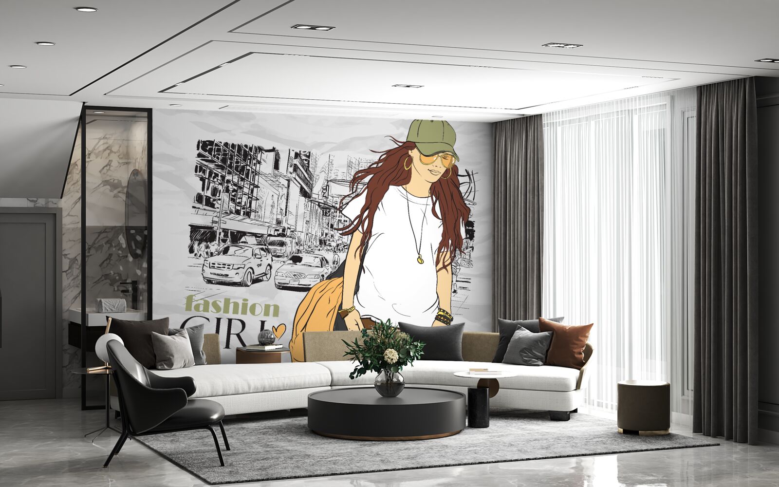 Papier peint fille élégante et séduisante