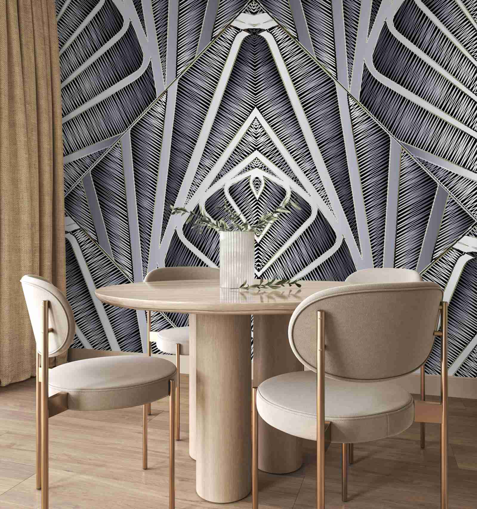 Papier peint motif abstrait de feuilles