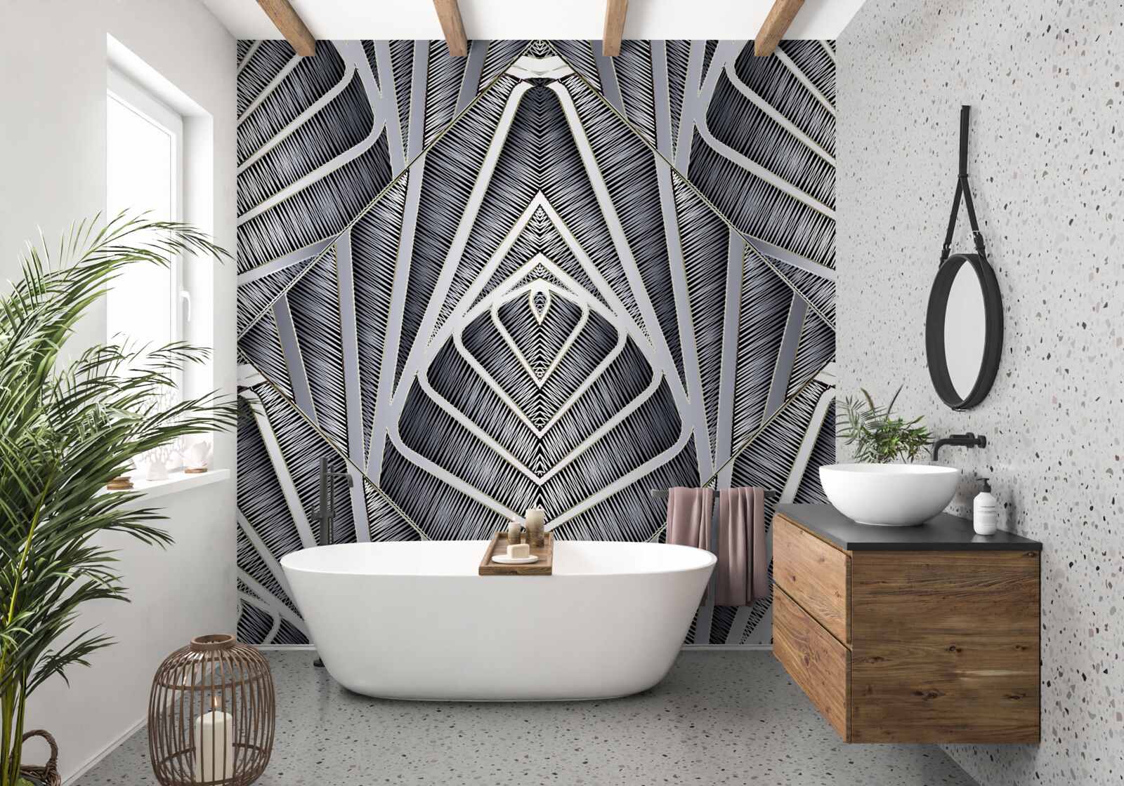 Papier peint motif abstrait de feuilles